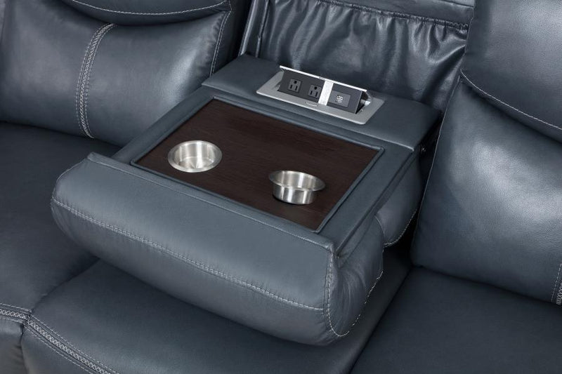Sloane - Upholstered Padded Arm Reclining Sofa - Blue