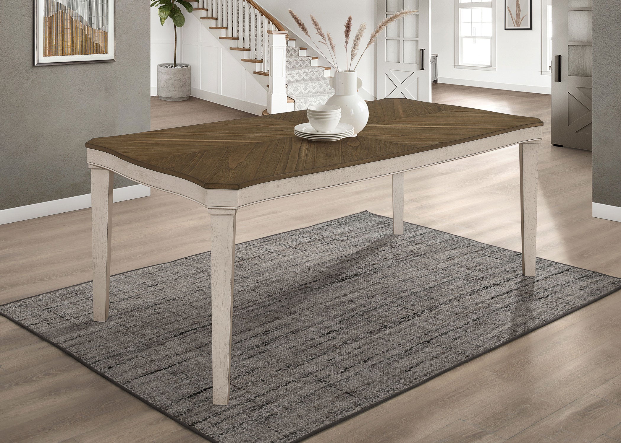 Ronnie Rectangular 79-inch Wood Dining Table Rustic Cream — view 2