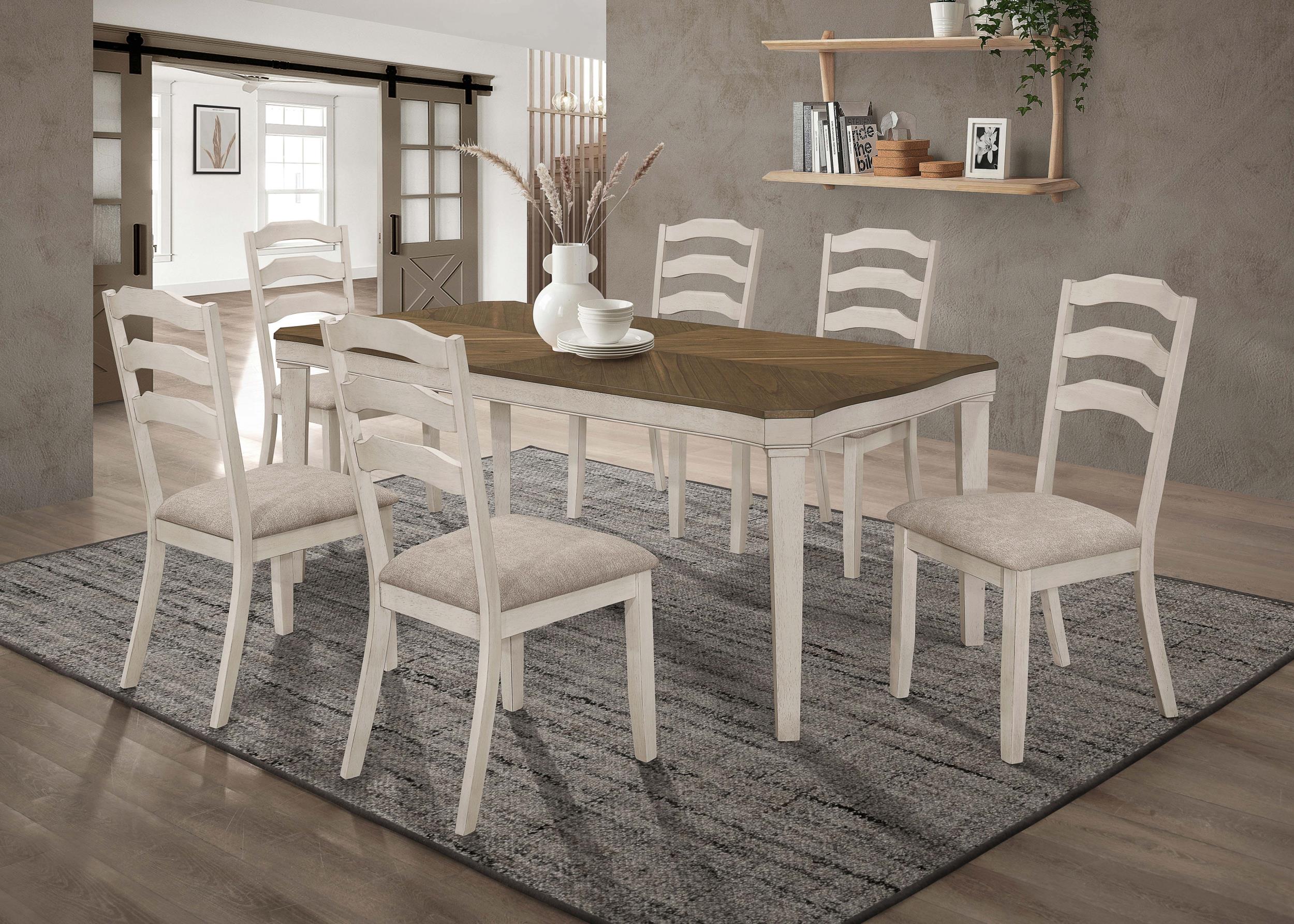 Ronnie Rectangular 79-inch Wood Dining Table Rustic Cream — view 11