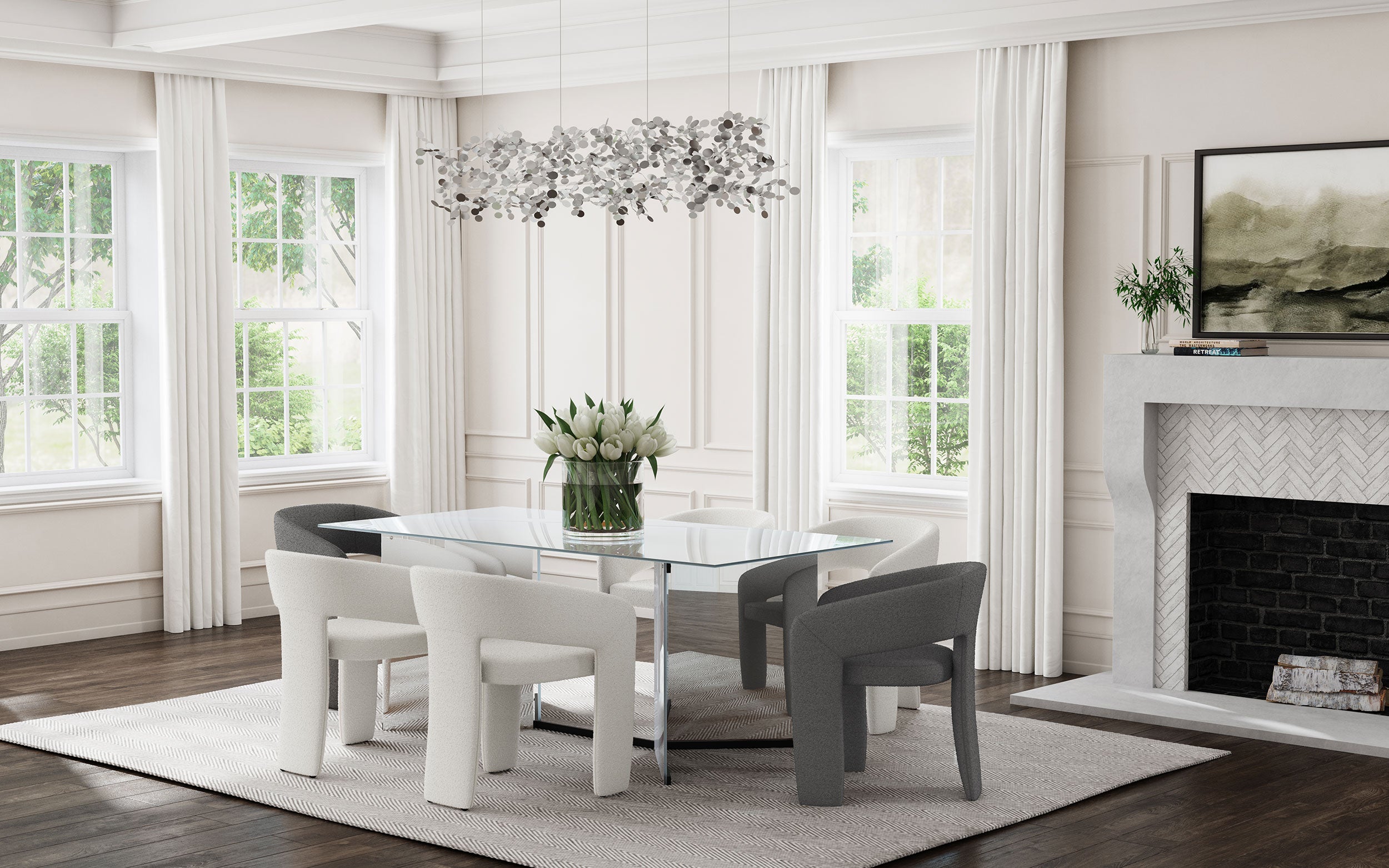 Emery 76-inch Rectangular Mirrored Dining Table Silver — view 17