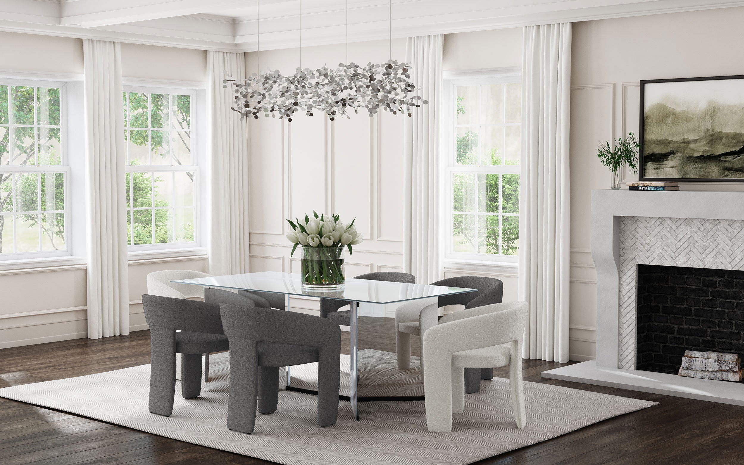 Emery 76-inch Rectangular Mirrored Dining Table Silver — view 18