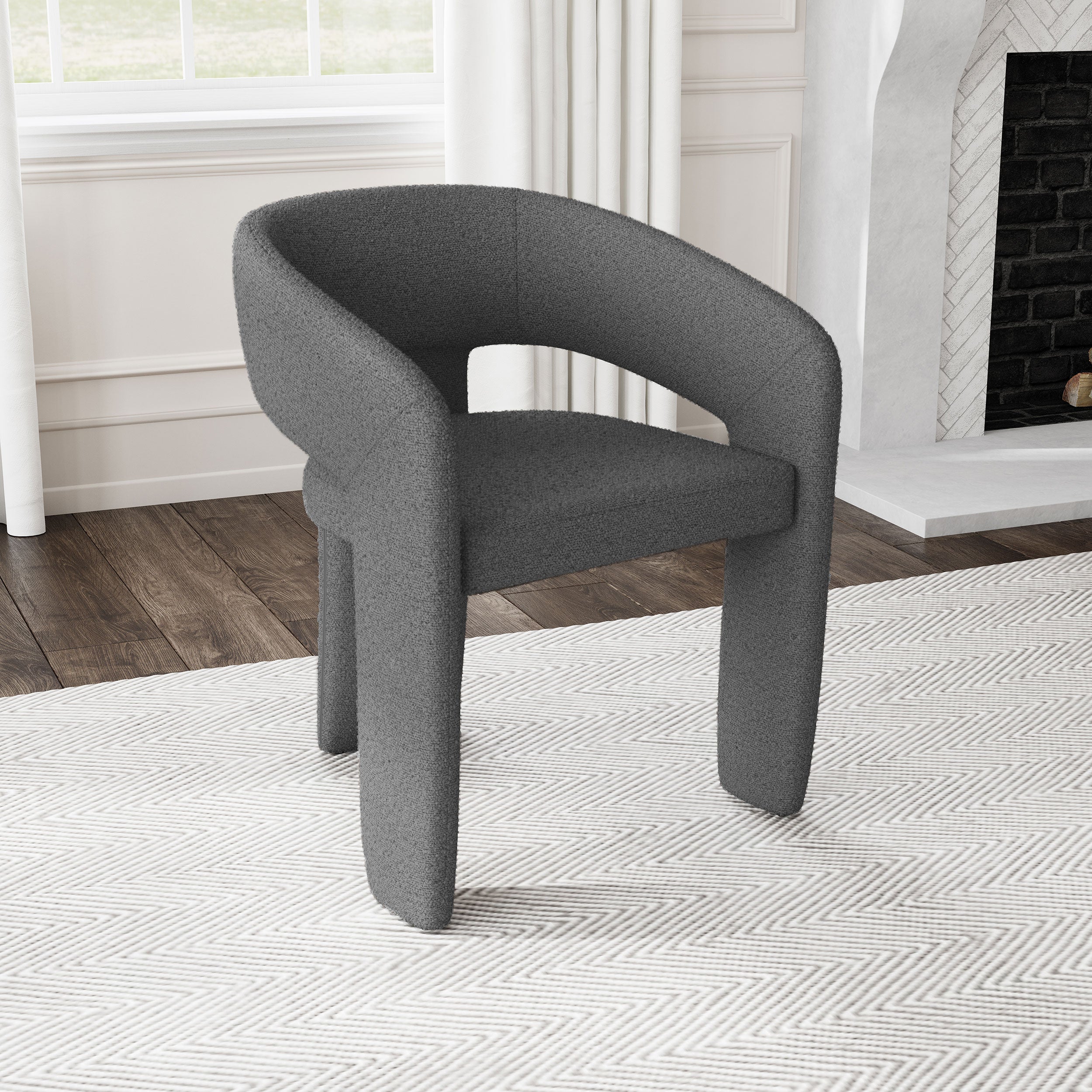 Eudora Boucle Upholstered Dining Arm Chair Grey (Set of 2) — view 2