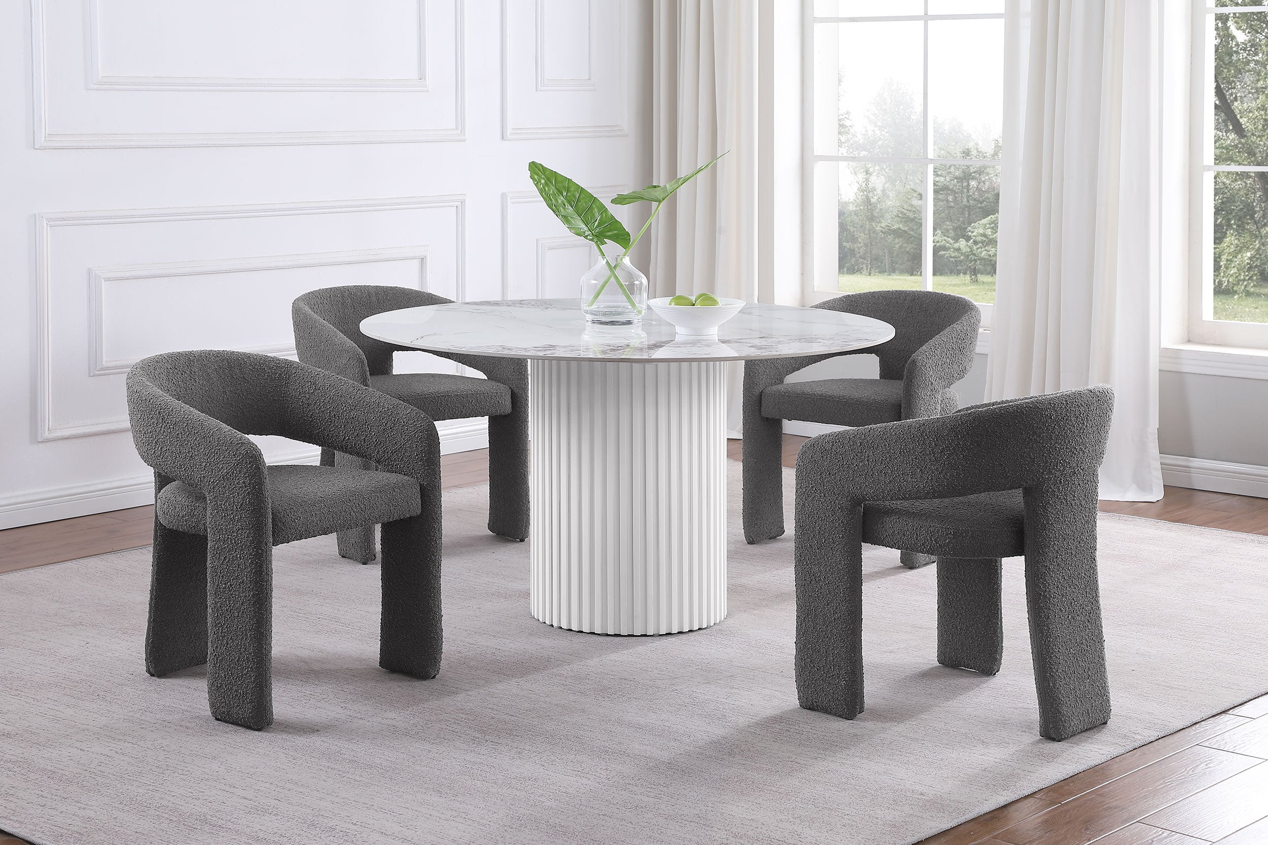 Eudora Boucle Upholstered Dining Arm Chair Grey (Set of 2) — view 12