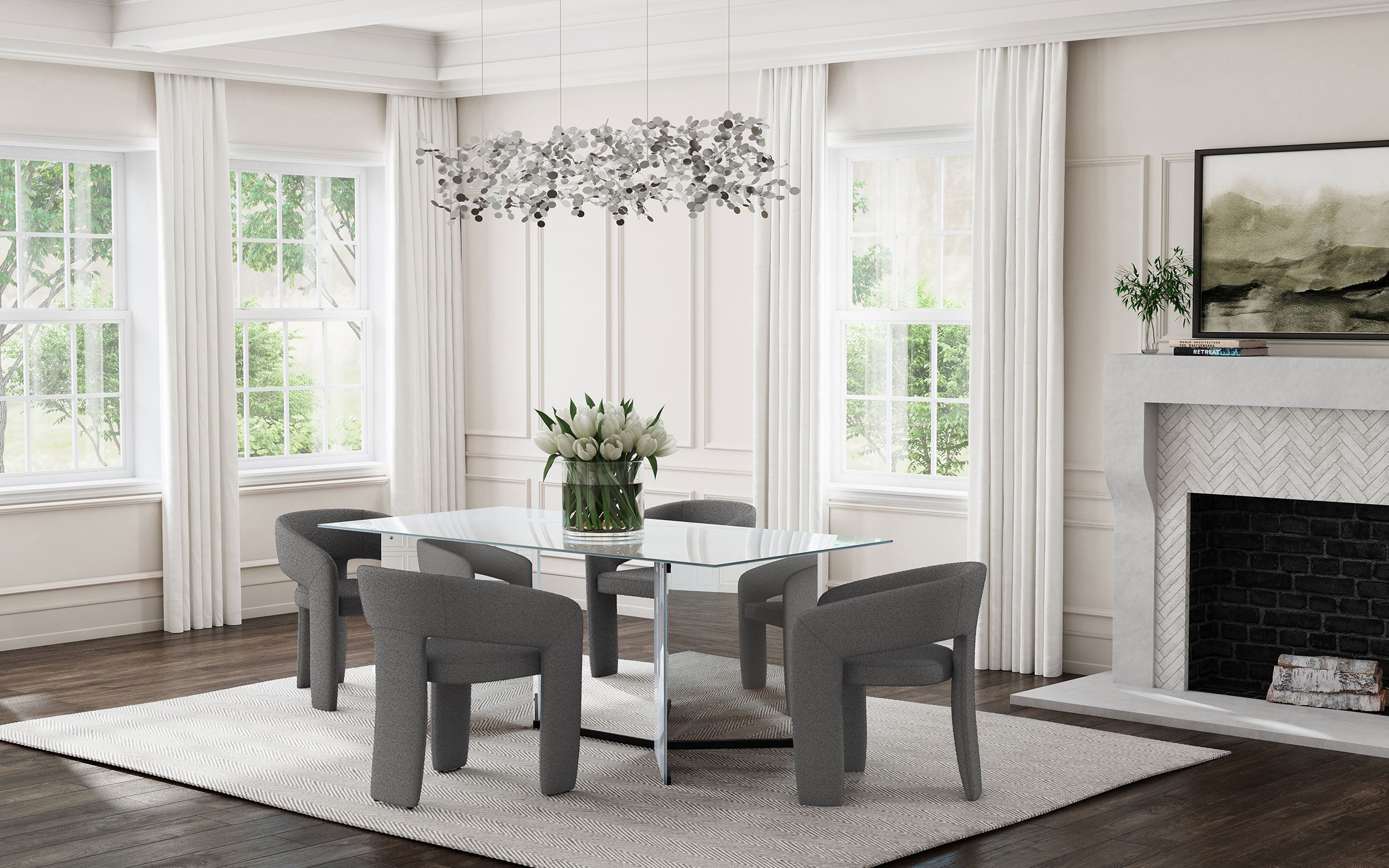 Eudora Boucle Upholstered Dining Arm Chair Grey (Set of 2) — view 13