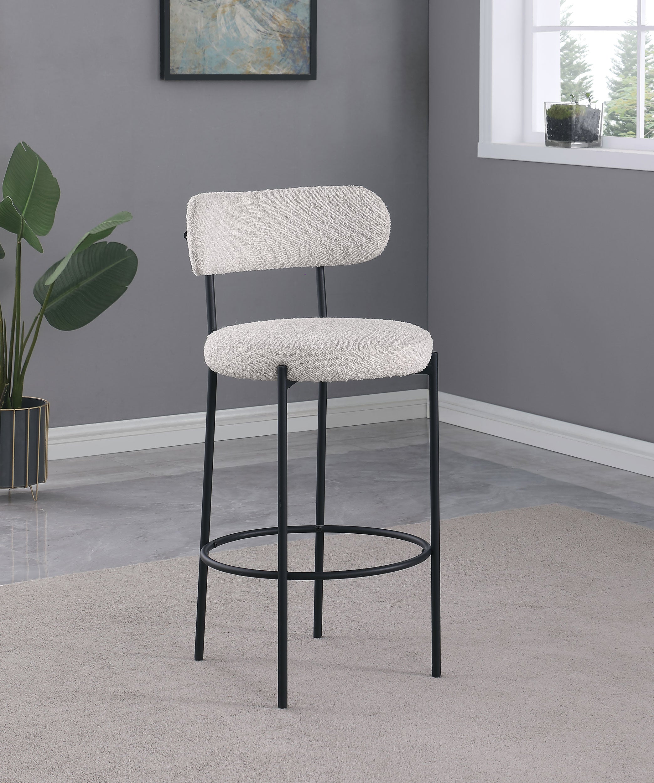 Viola Boucle Upholstered Bar Chair Cream (Set of 2) — view 2