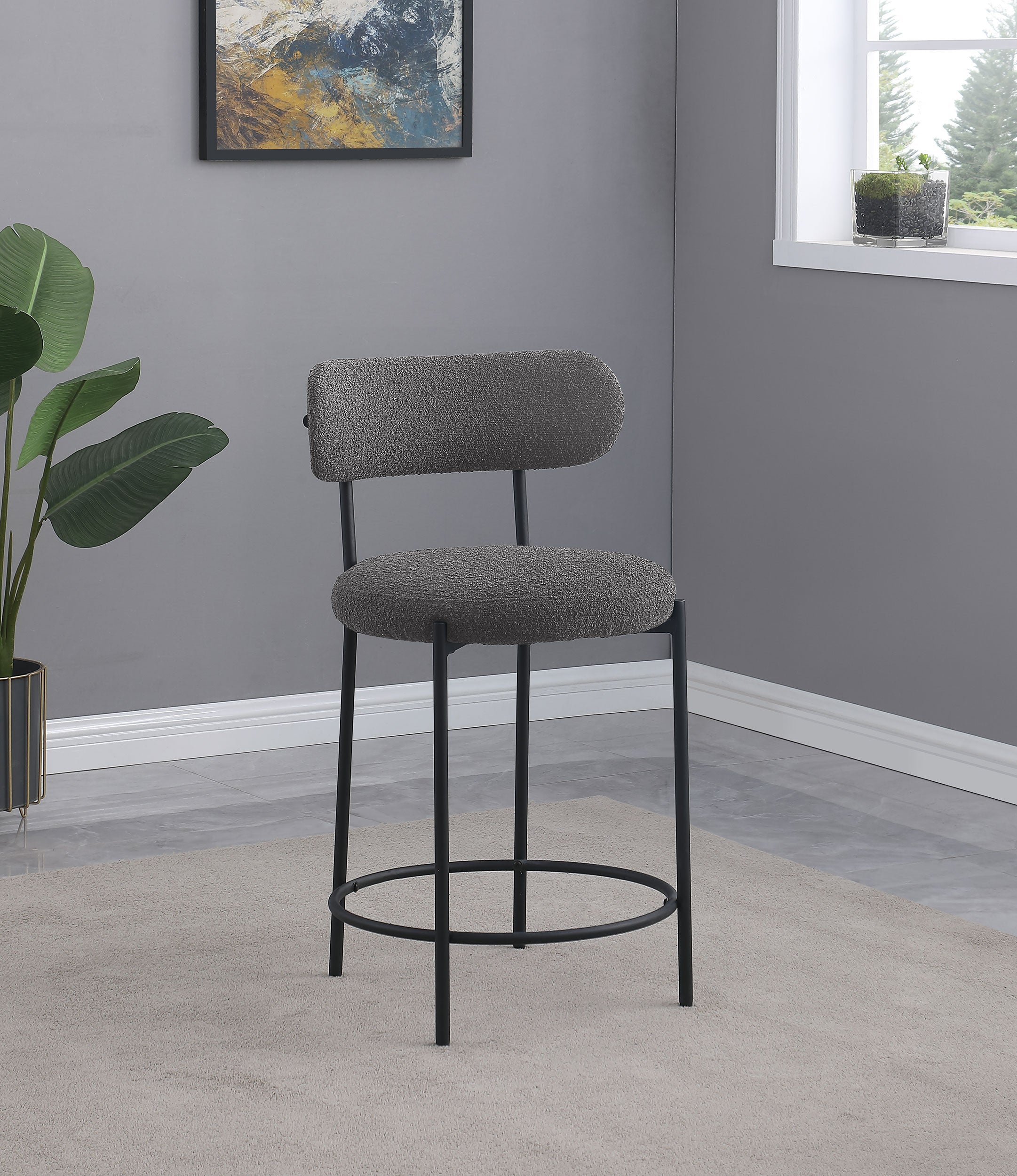 Viola Boucle Upholstered Counter Chair Grey (Set of 2) — view 2
