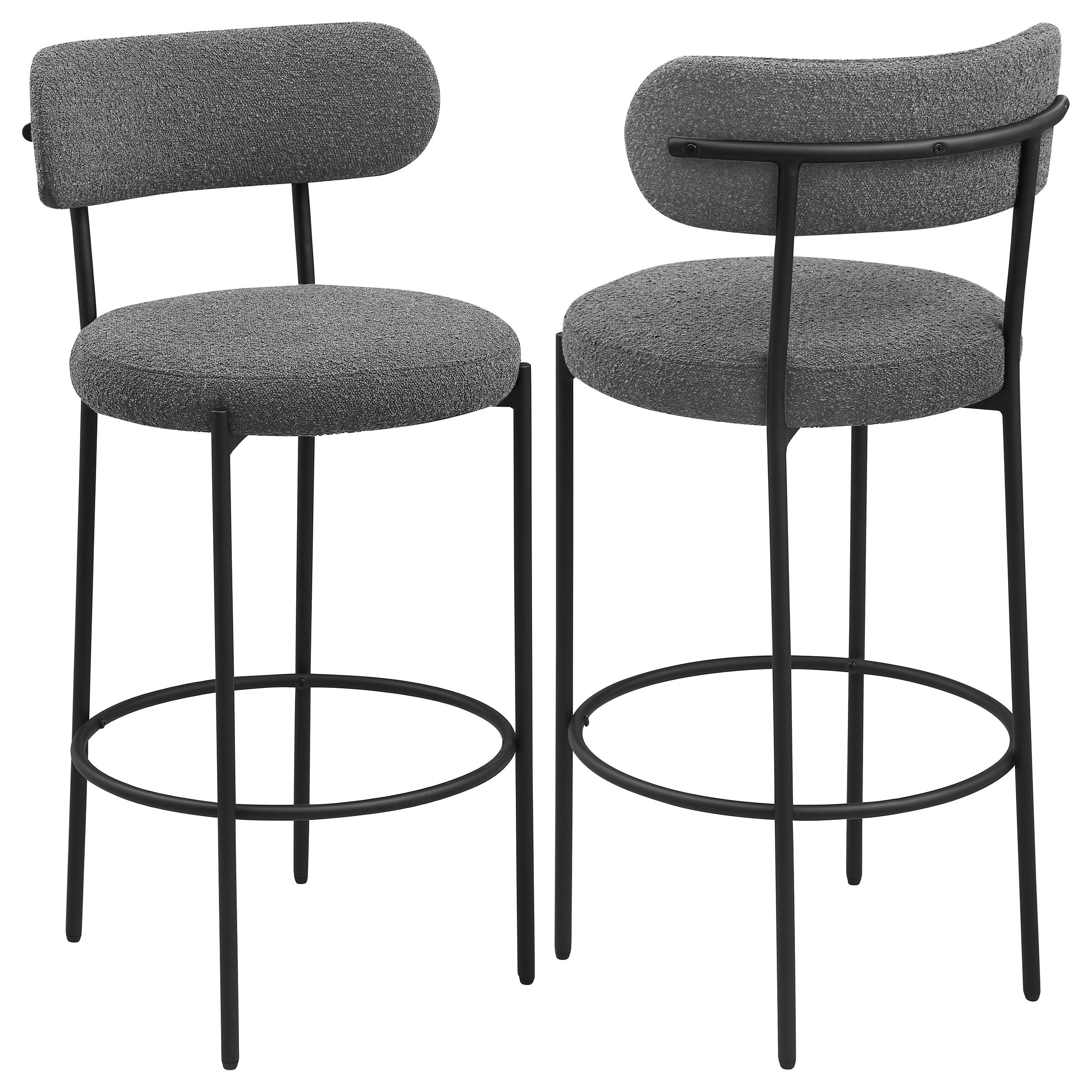 Viola Boucle Upholstered Bar Chair Grey (Set of 2) — view 1
