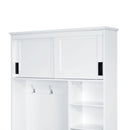 Modern Wide Hall Tree With Coat Rack, 3 Shelves And Drawers, 3 Sturdy Hooks