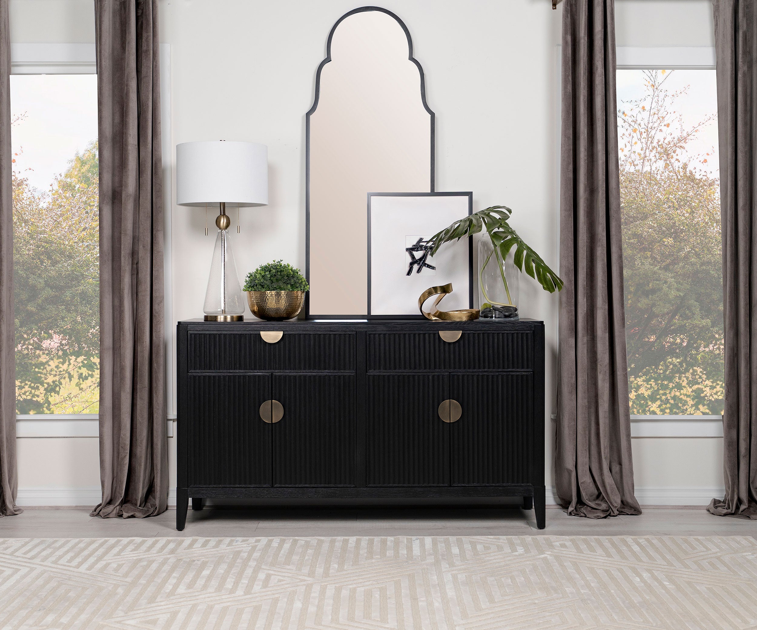 Brookmead 4-door Sideboard Buffet Storage Cabinet Black — view 2