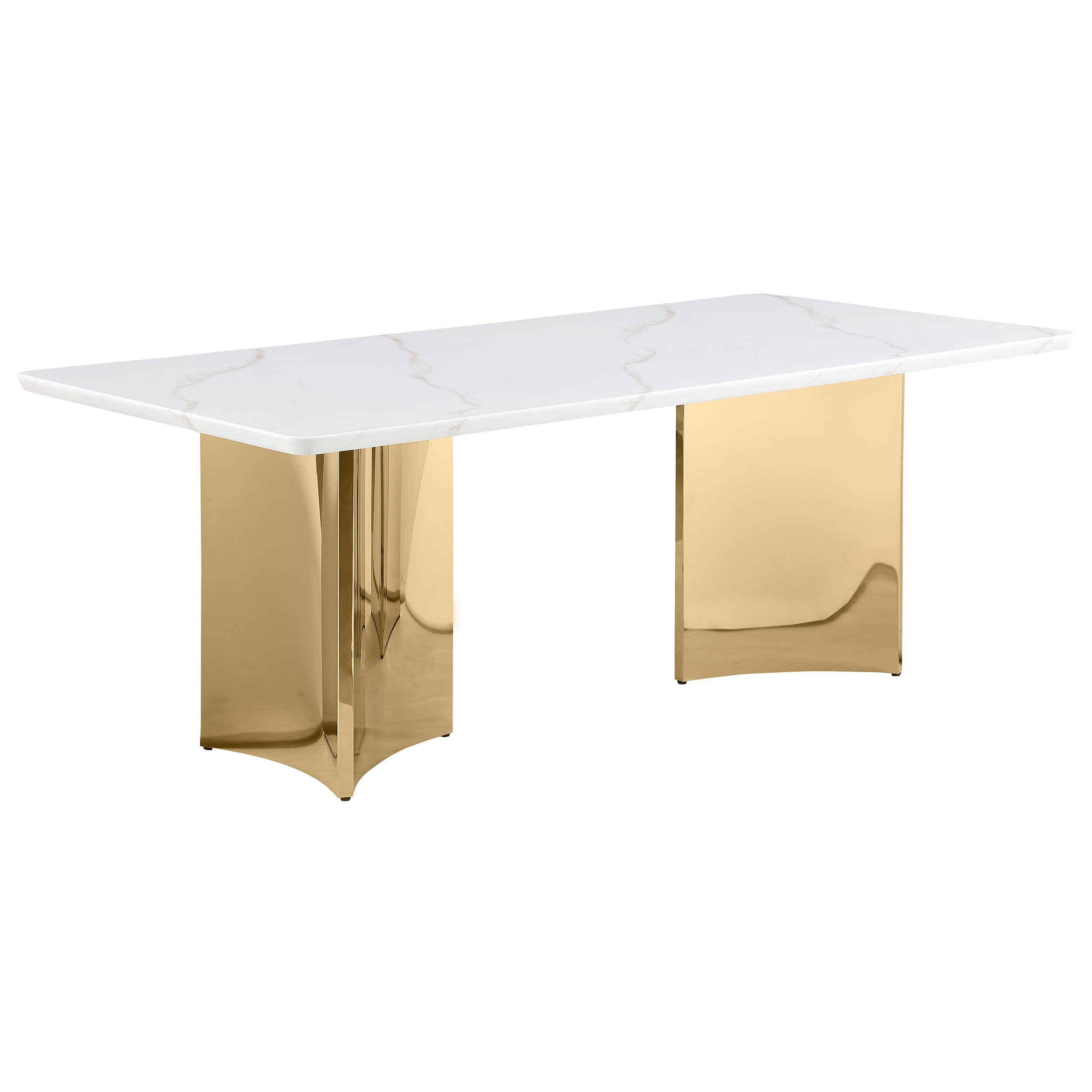 Tevlin Rectangular 79-inch Marble Top Dining Table White — view 1
