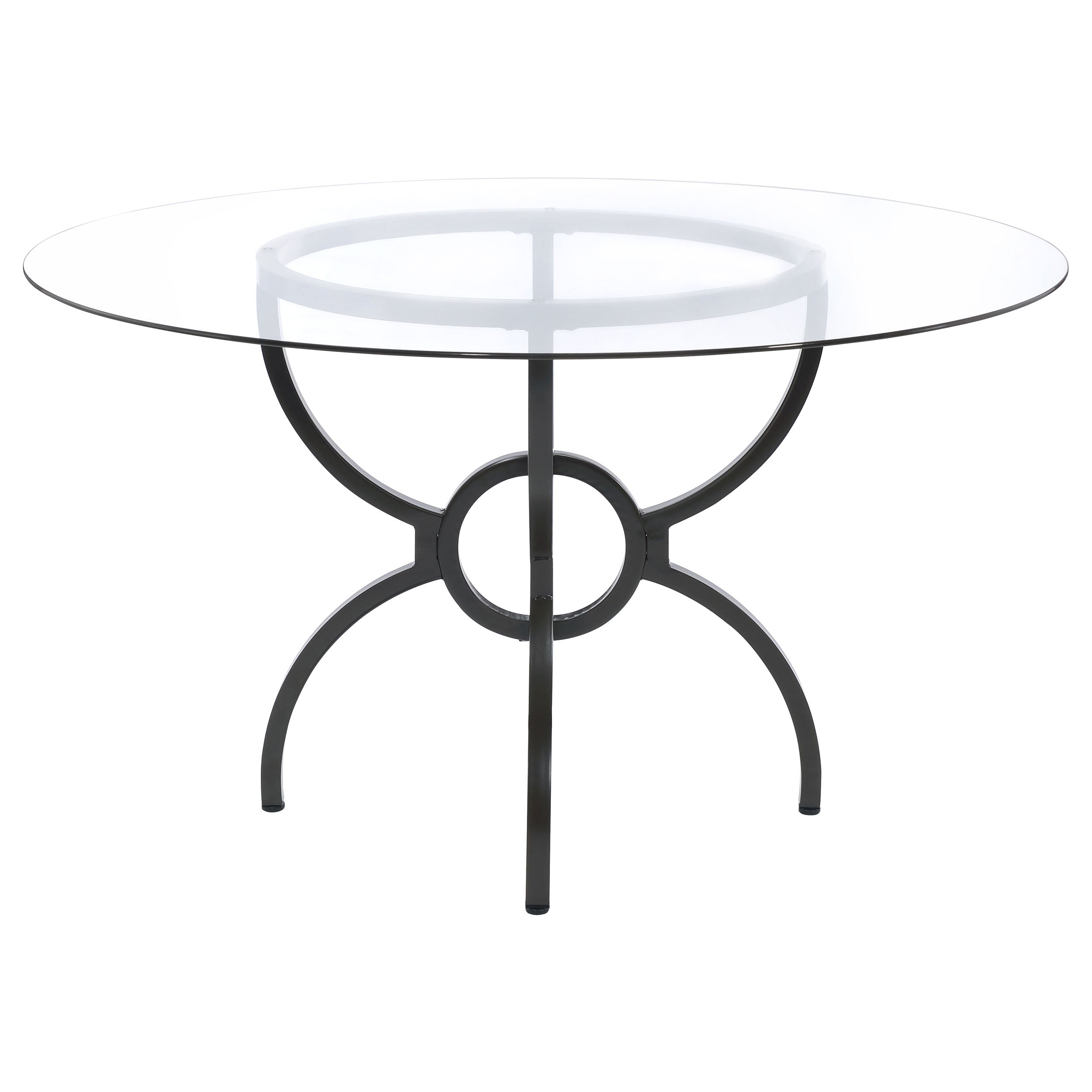 Aviano Round 48-inch Glass Top Metal Dining Table Gunmetal — view 4