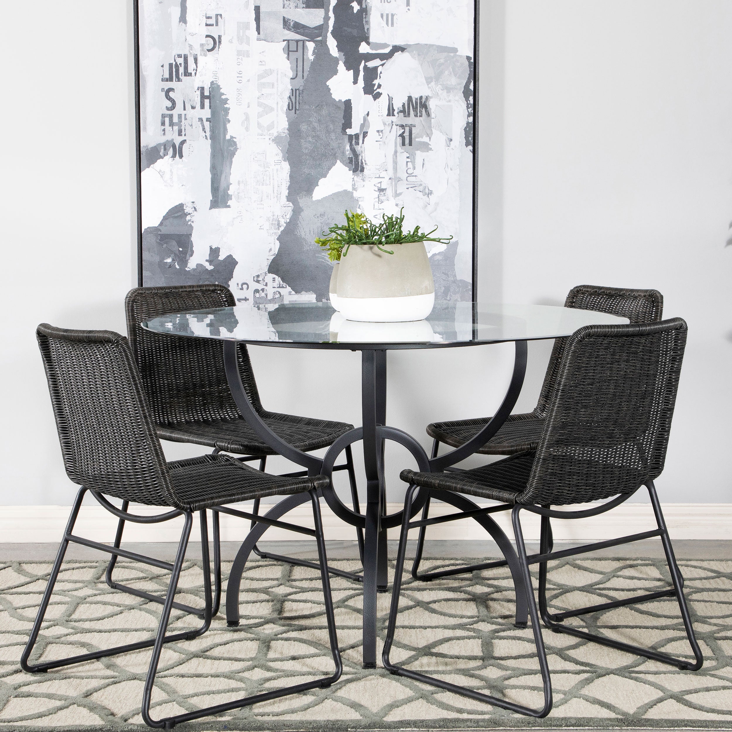 Aviano Round Metal Dining Table Base Gunmetal — view 7