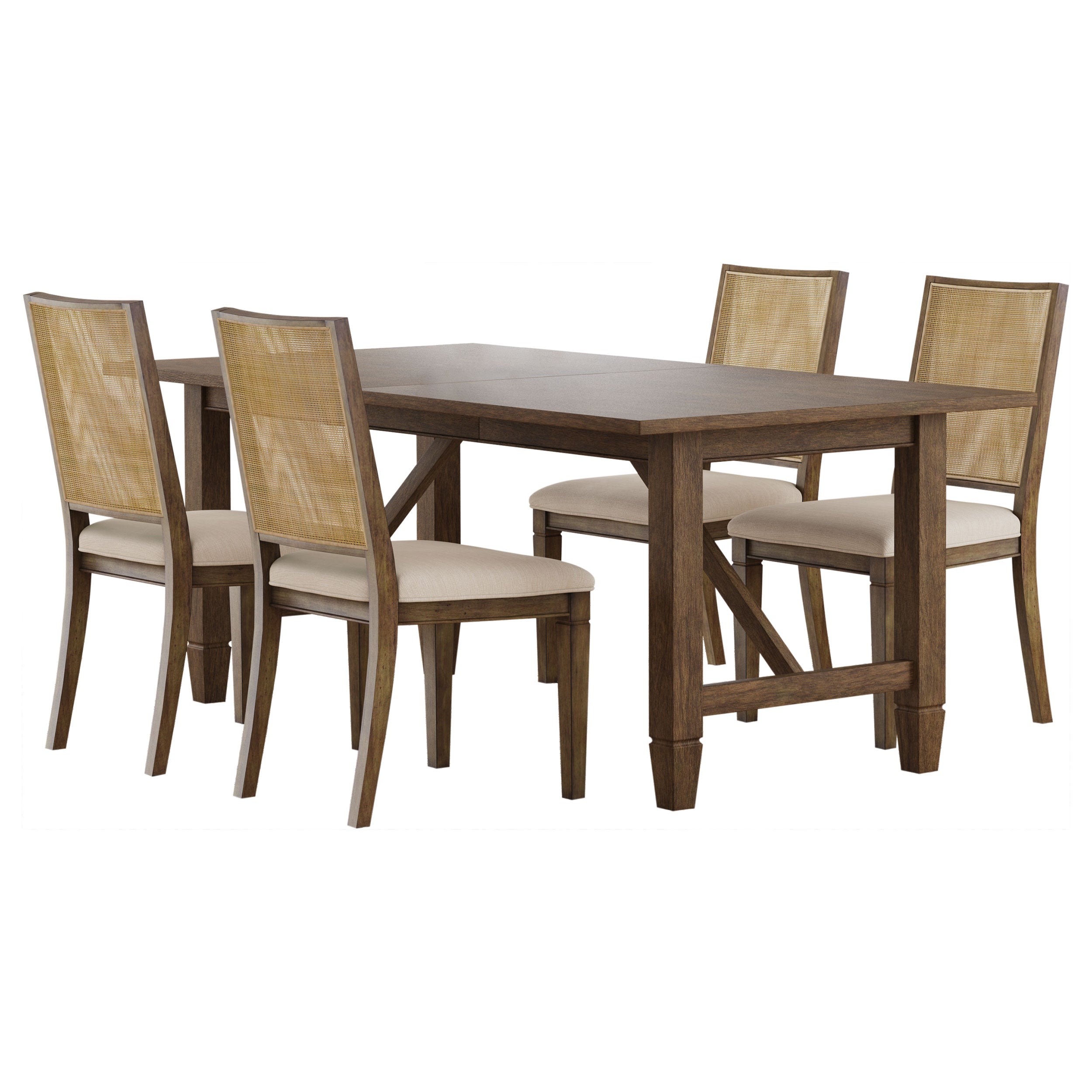 Matisse 5-piece Rectangular Dining Table Set Light Brown — view 2
