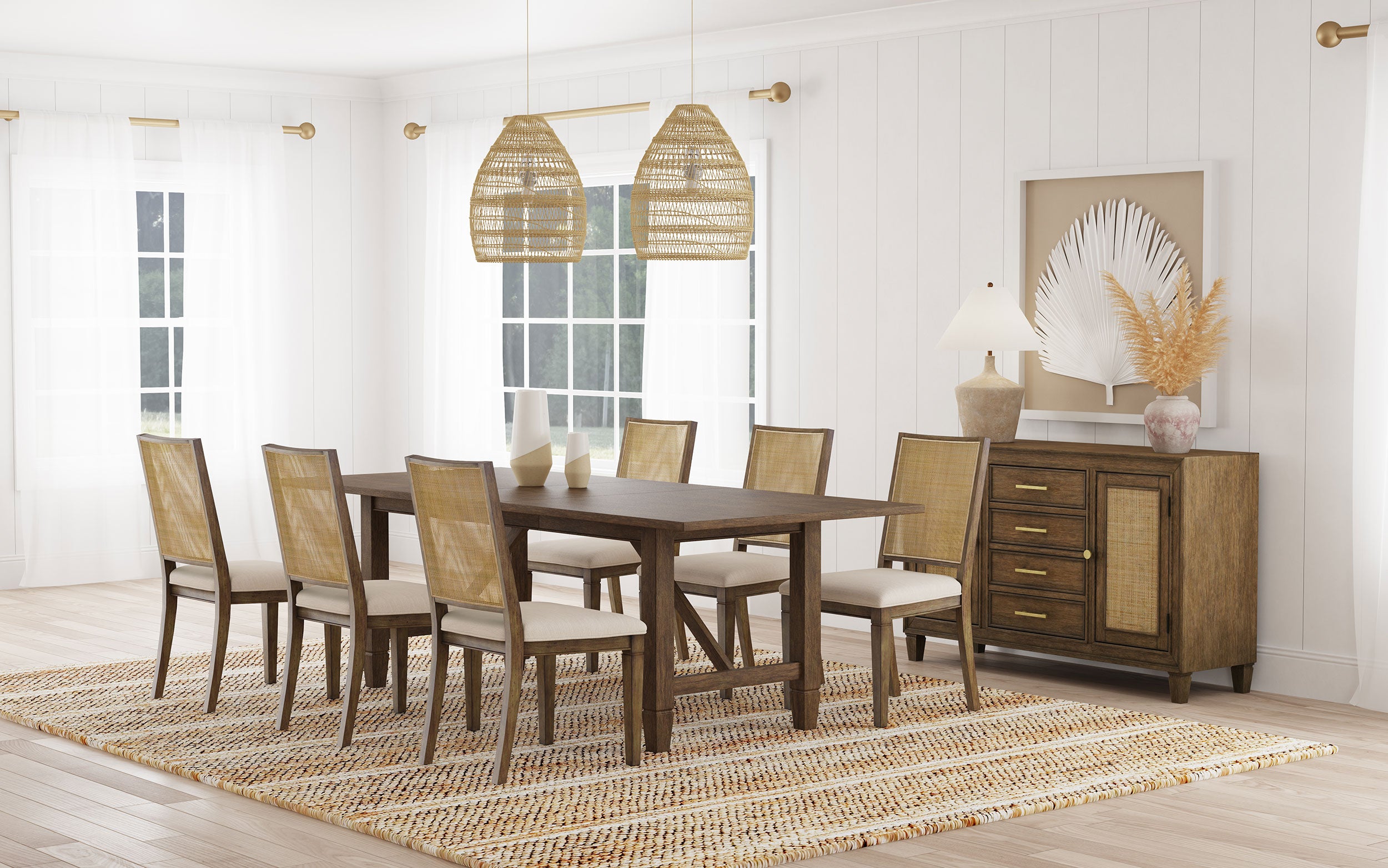 Matisse 7-piece Rectangular Dining Table Set Light Brown — view 1