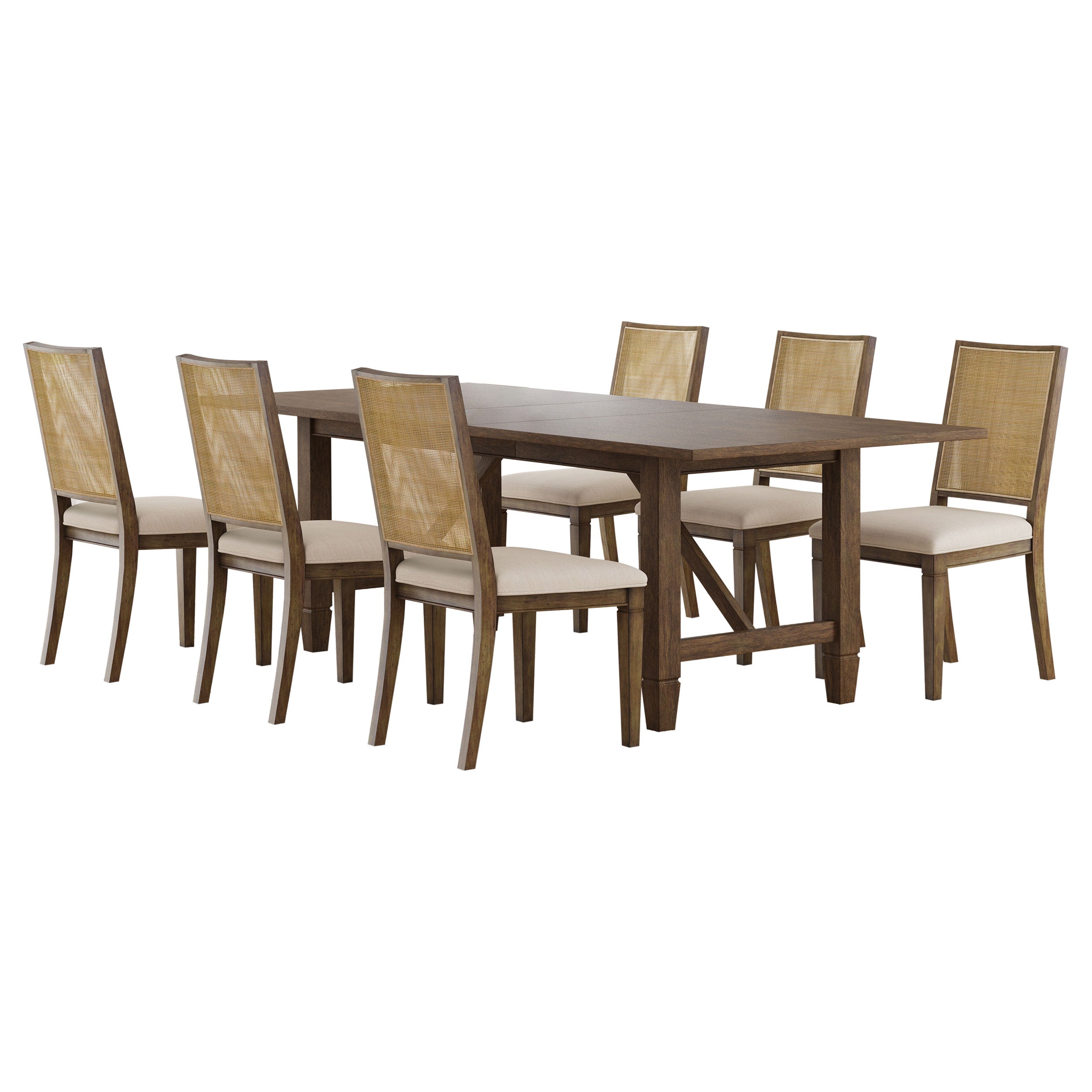 Matisse 7-piece Rectangular Dining Table Set Light Brown — view 2
