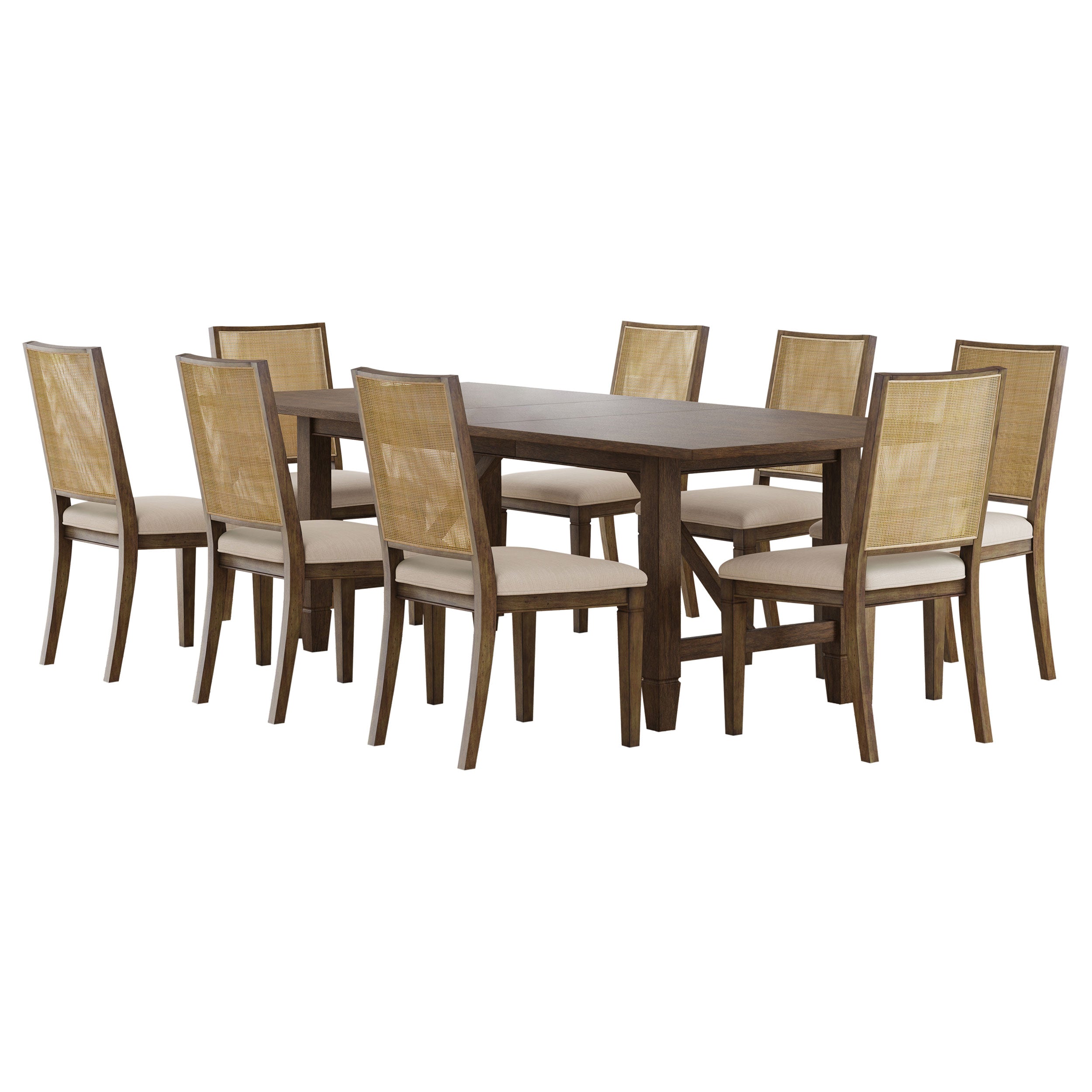 Matisse 9-piece Rectangular Dining Table Set Light Brown — view 2