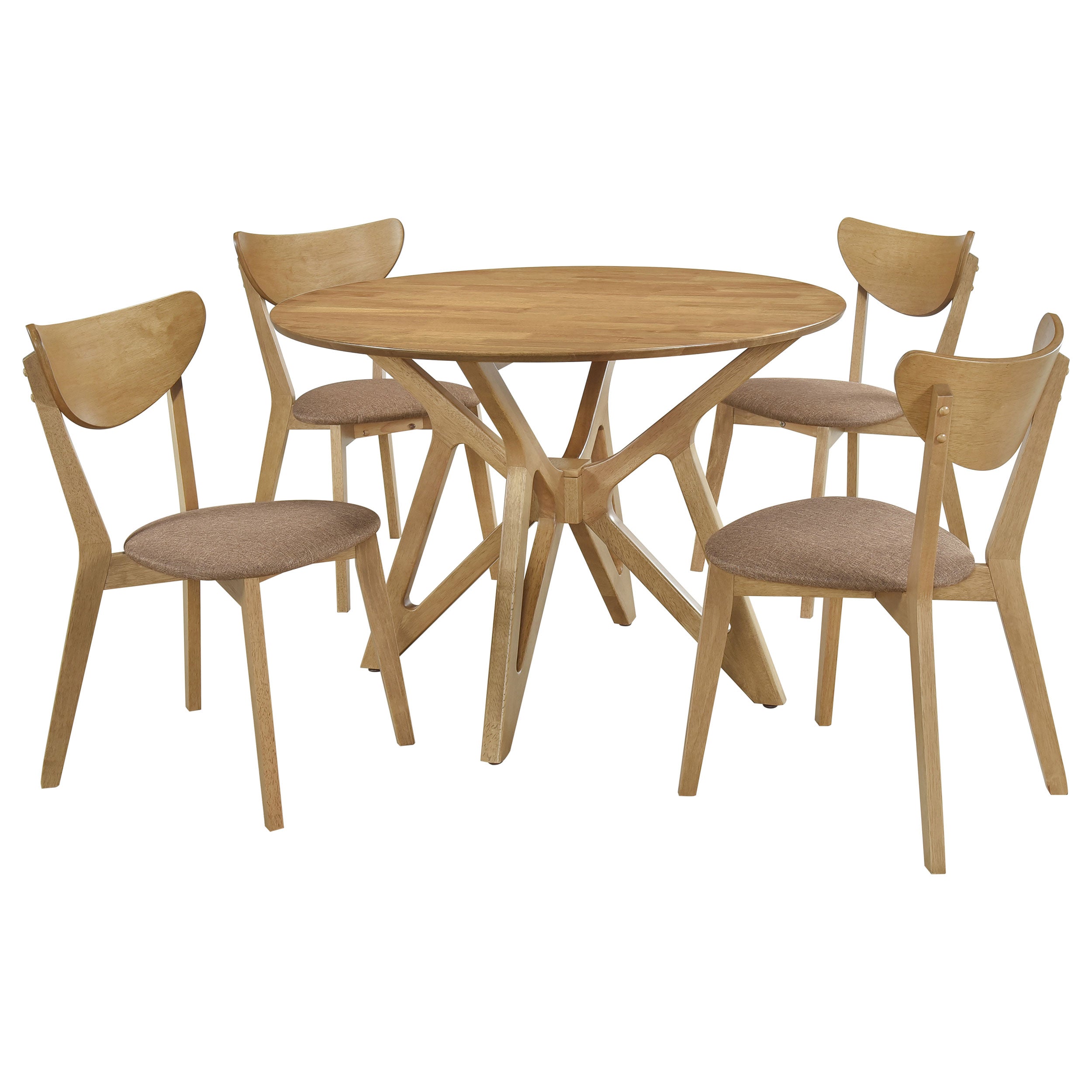 Elowen 5-piece Round Solid Wood Dining Set Light Walnut — view 2