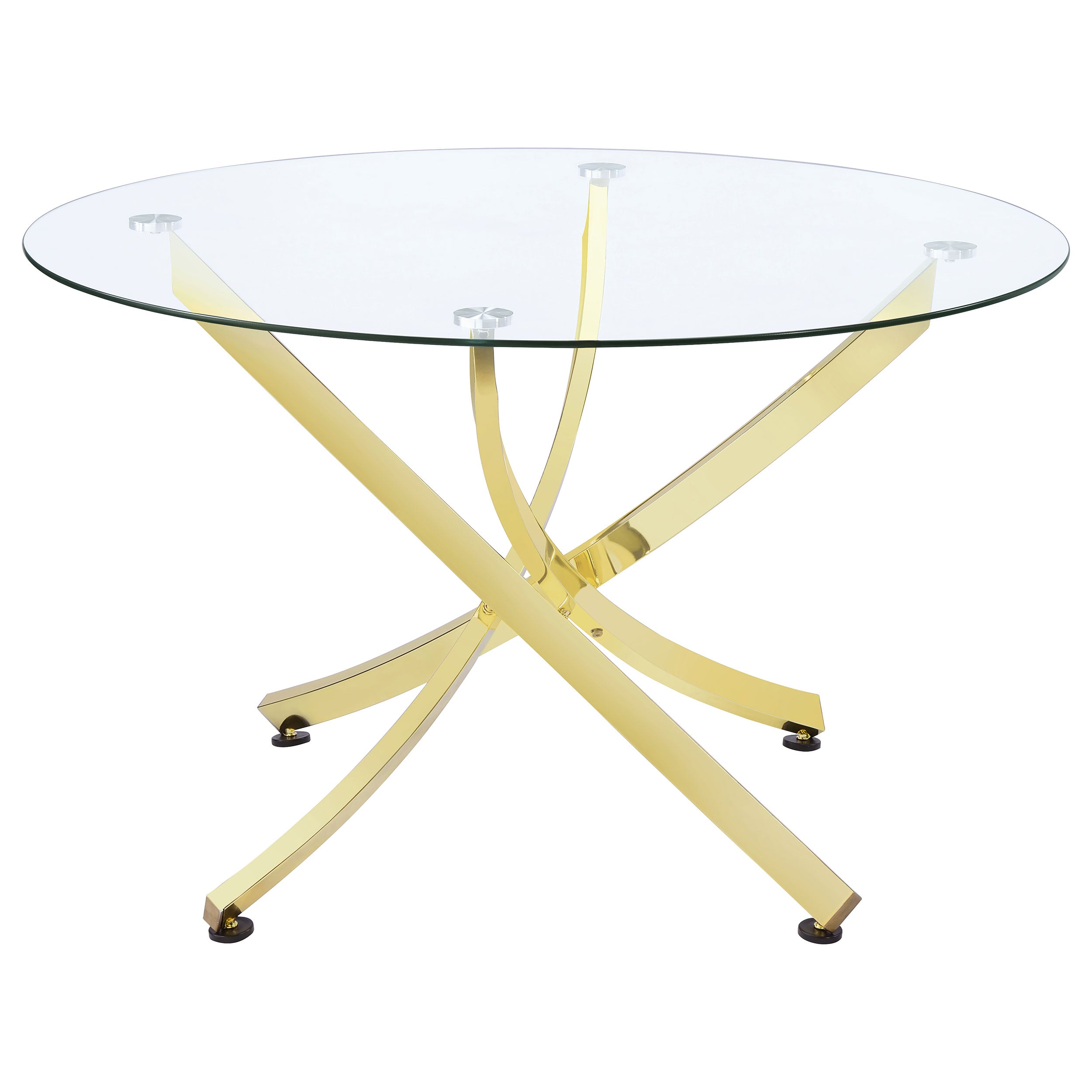 Beckham Round 46-inch Glass Top Dining Table Brass — view 1