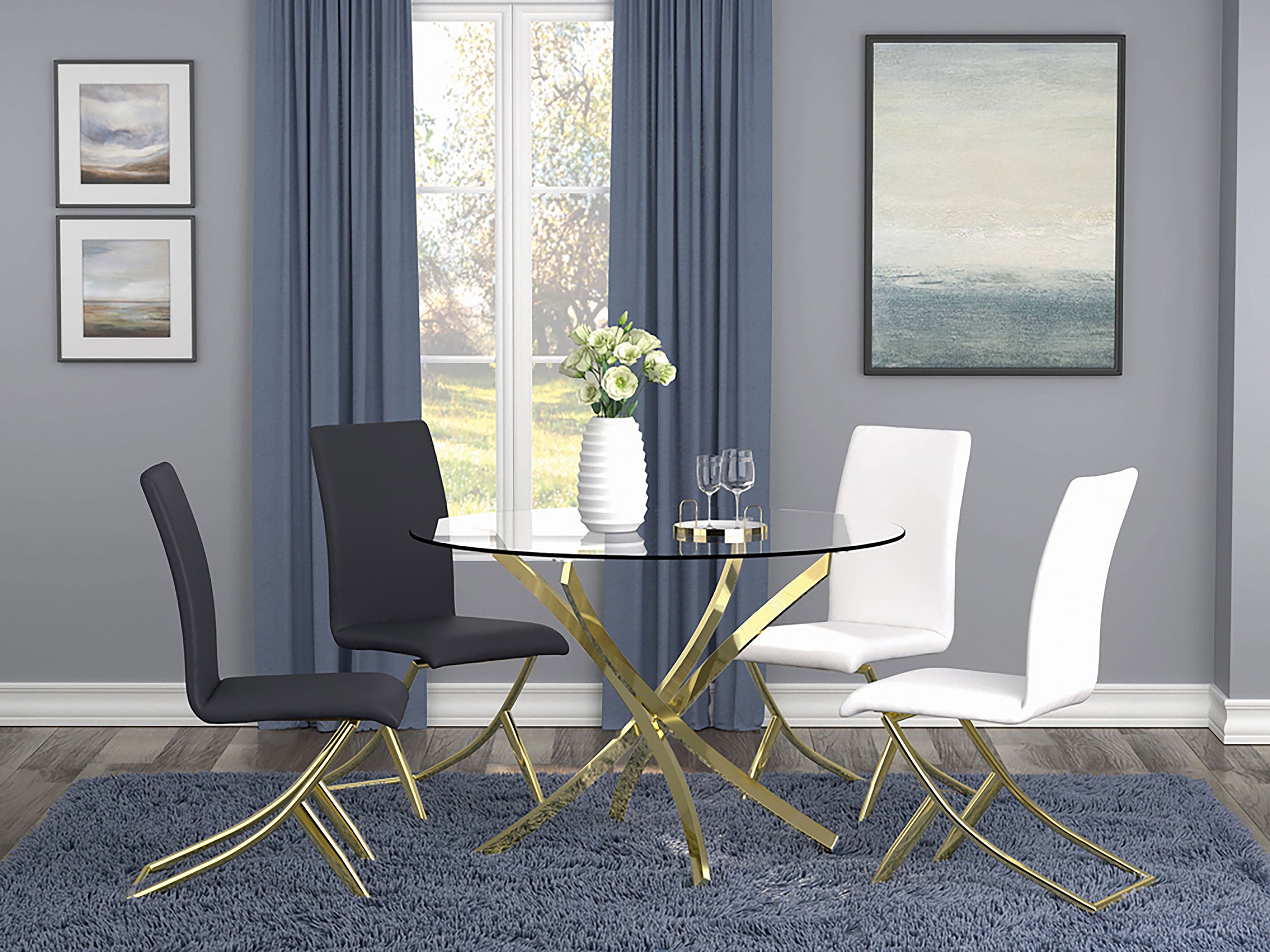 Beckham Round 46-inch Glass Top Dining Table Brass — view 5