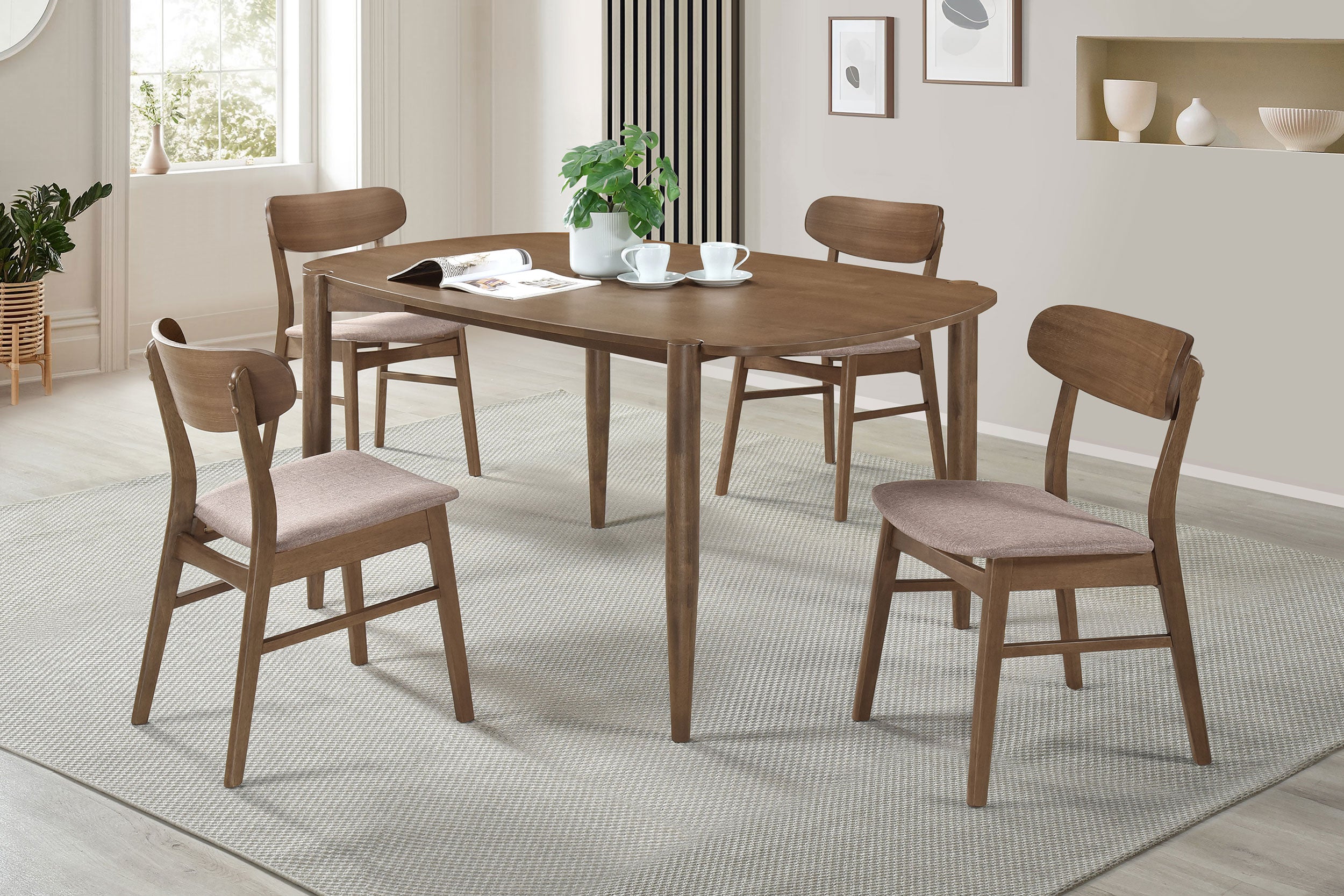 Dortch 5-piece Oval Solid Wood Dining Set Walnut — view 1