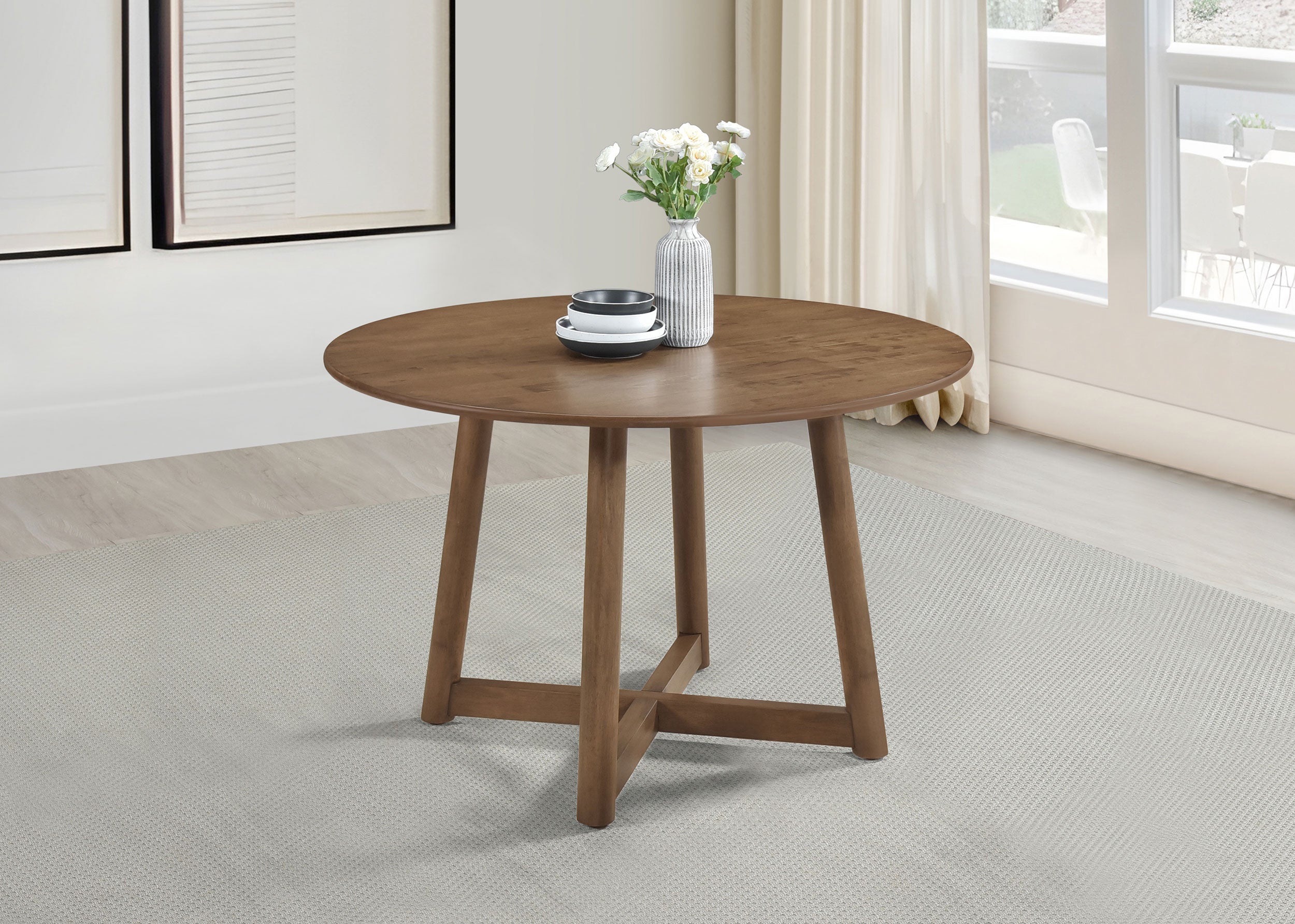 Dinah Round 47-inch Solid Wood Dining Table Walnut — view 2