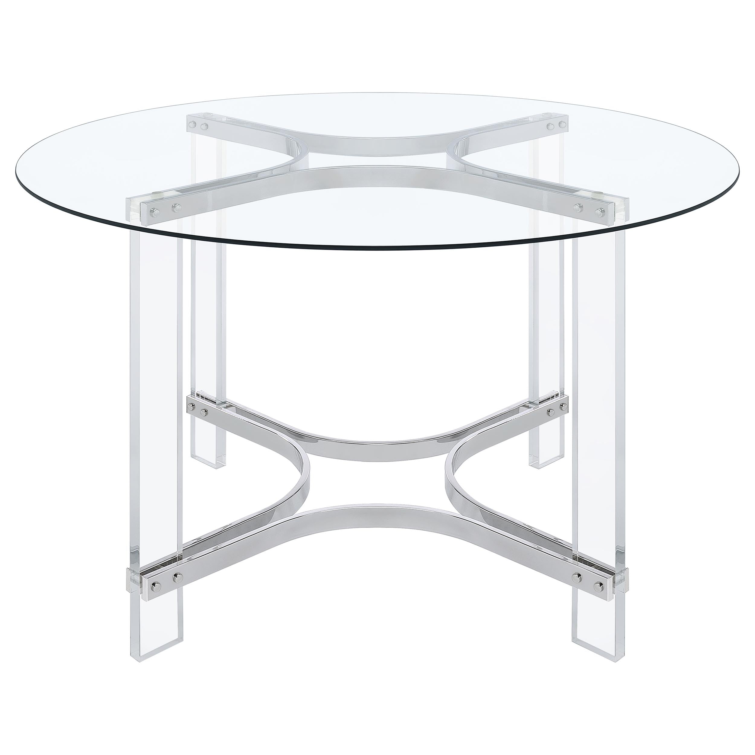 Keeling 5-piece Round Glass Top Acrylic Dining Set Chrome — view 3