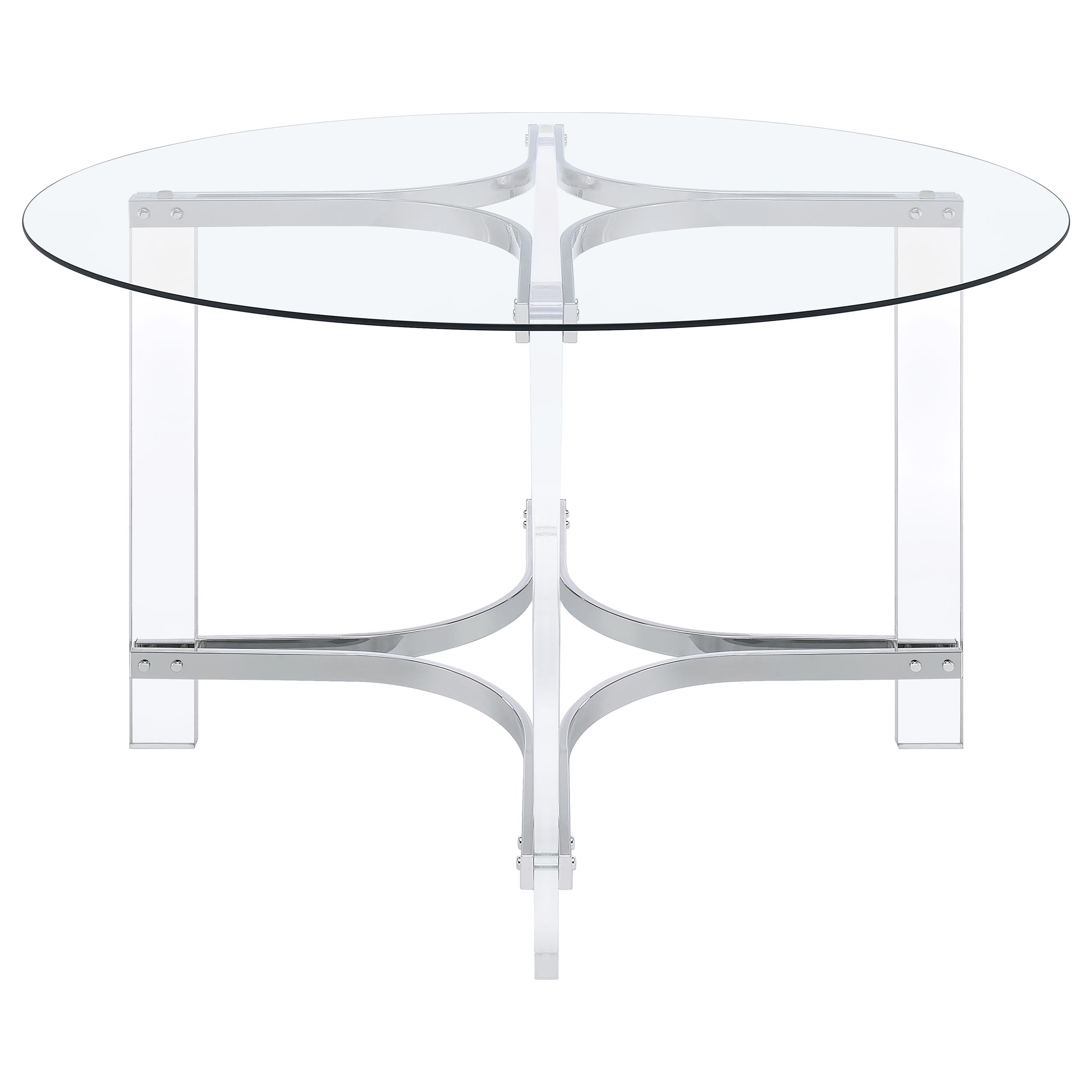 Keeling 5-piece Round Glass Top Acrylic Dining Set Chrome — view 5