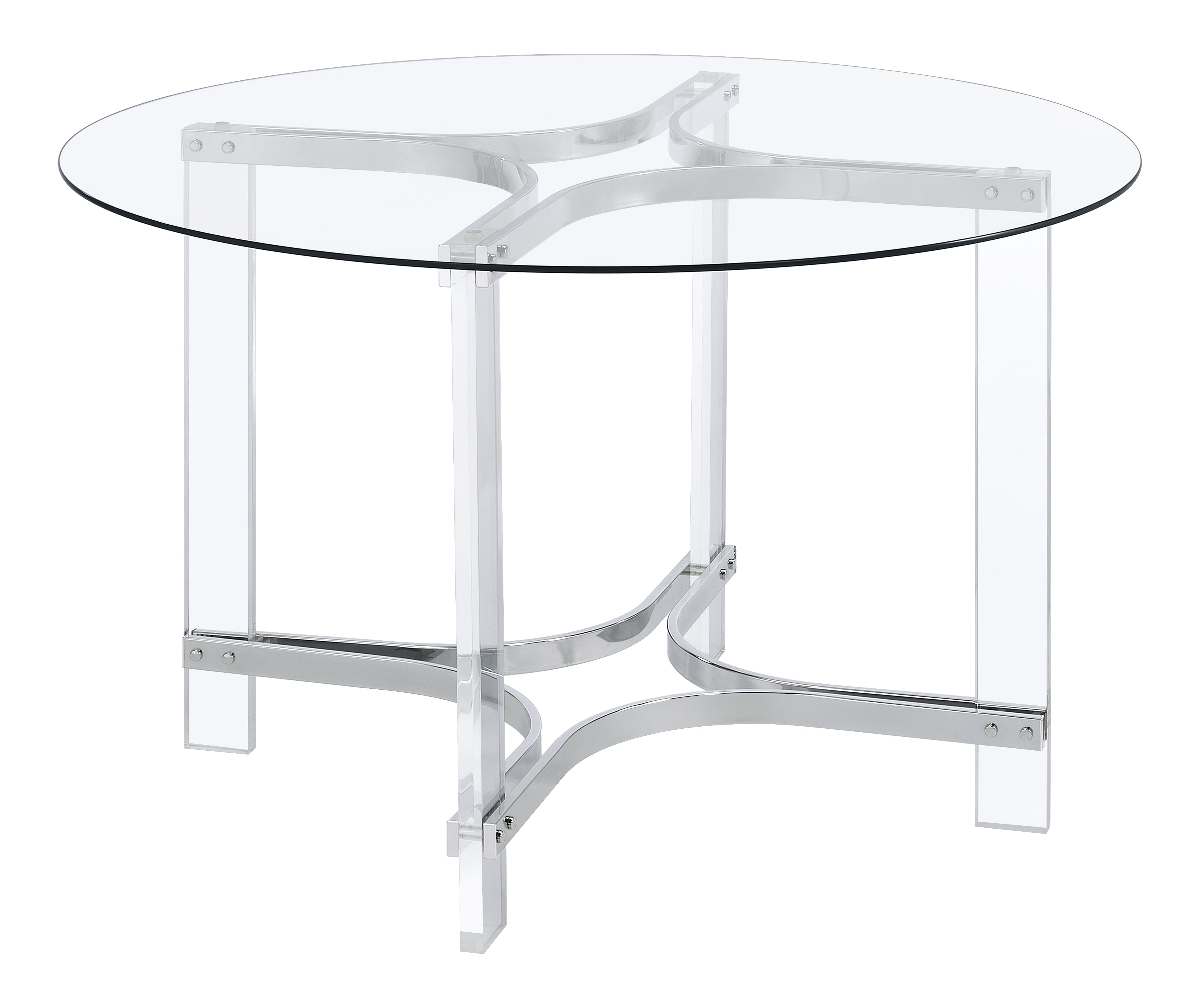 Keeling 5-piece Round Glass Top Acrylic Dining Set Chrome — view 6