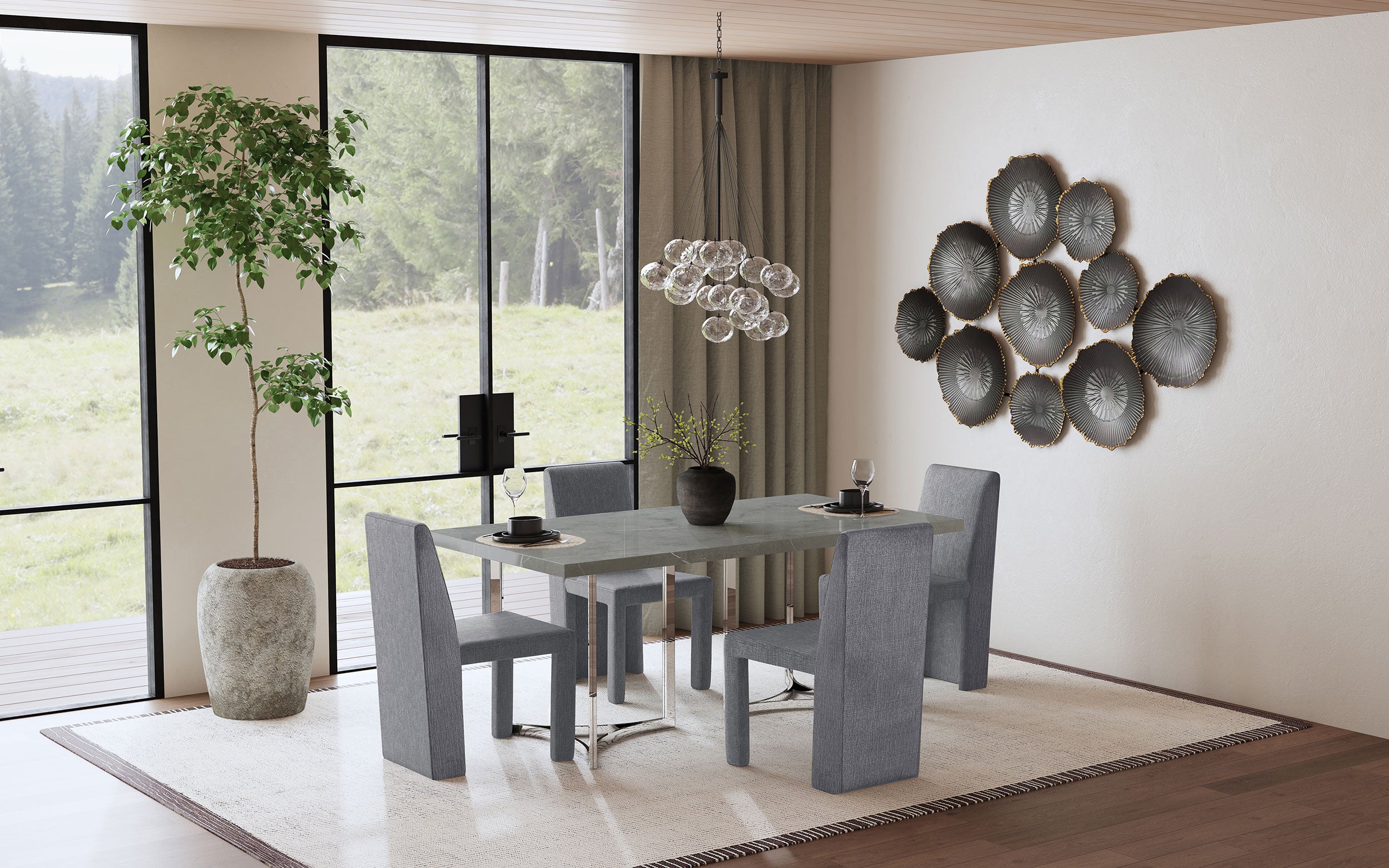 Tordera Velvet Upholstered Dining Side Chair Grey (Set of 2) — view 14