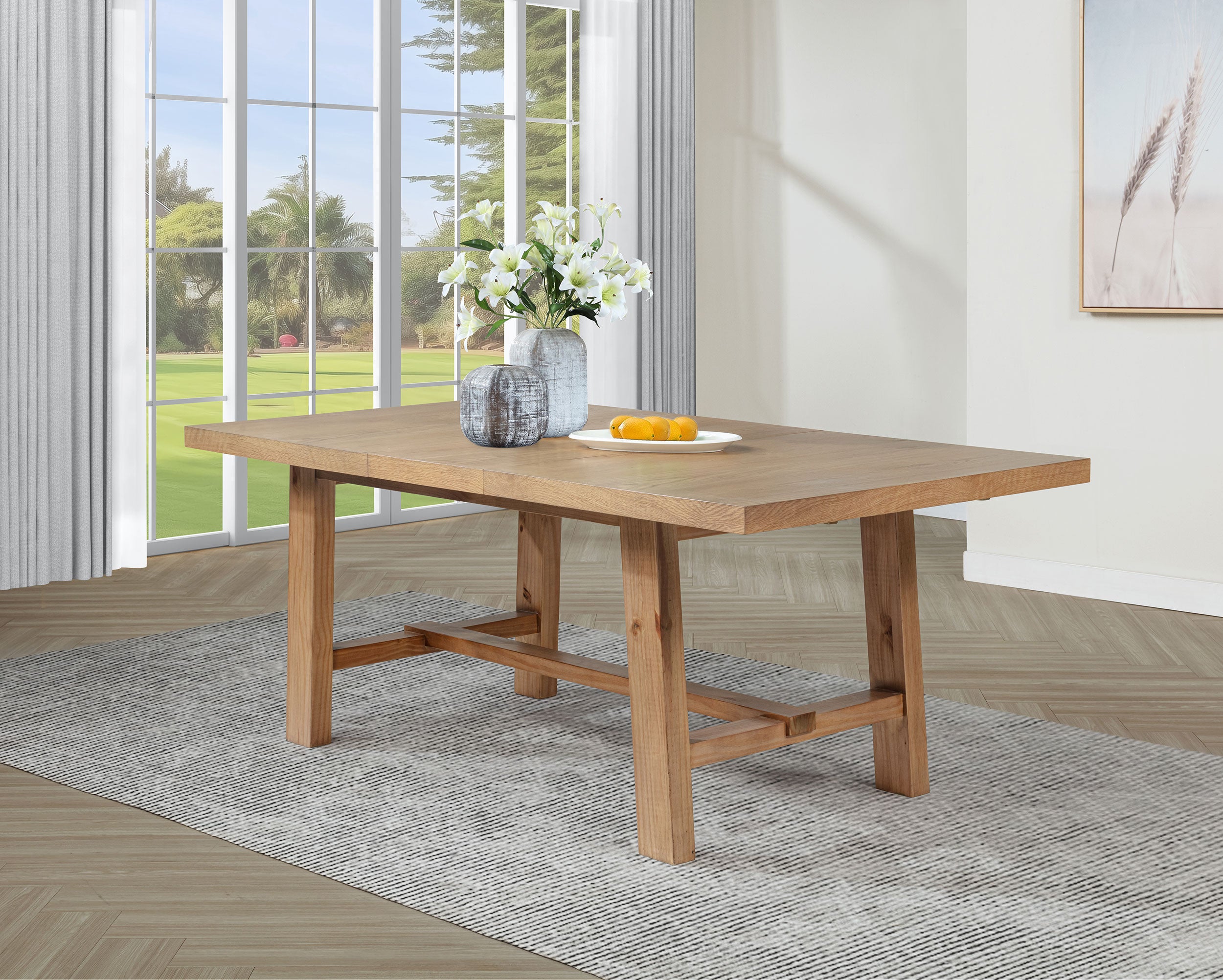 Middleton 76-inch Extension Leaf Dining Table Natural Brown — view 2