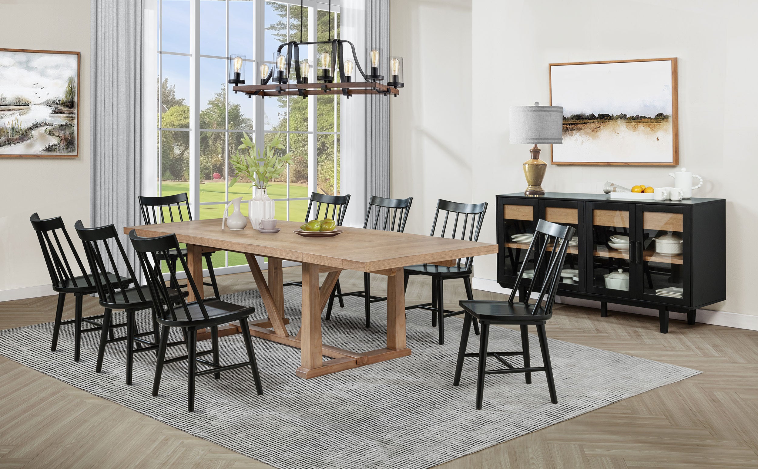 Middleton 10-piece Extension Leaf Dining Set Natural Brown and Black — view 1