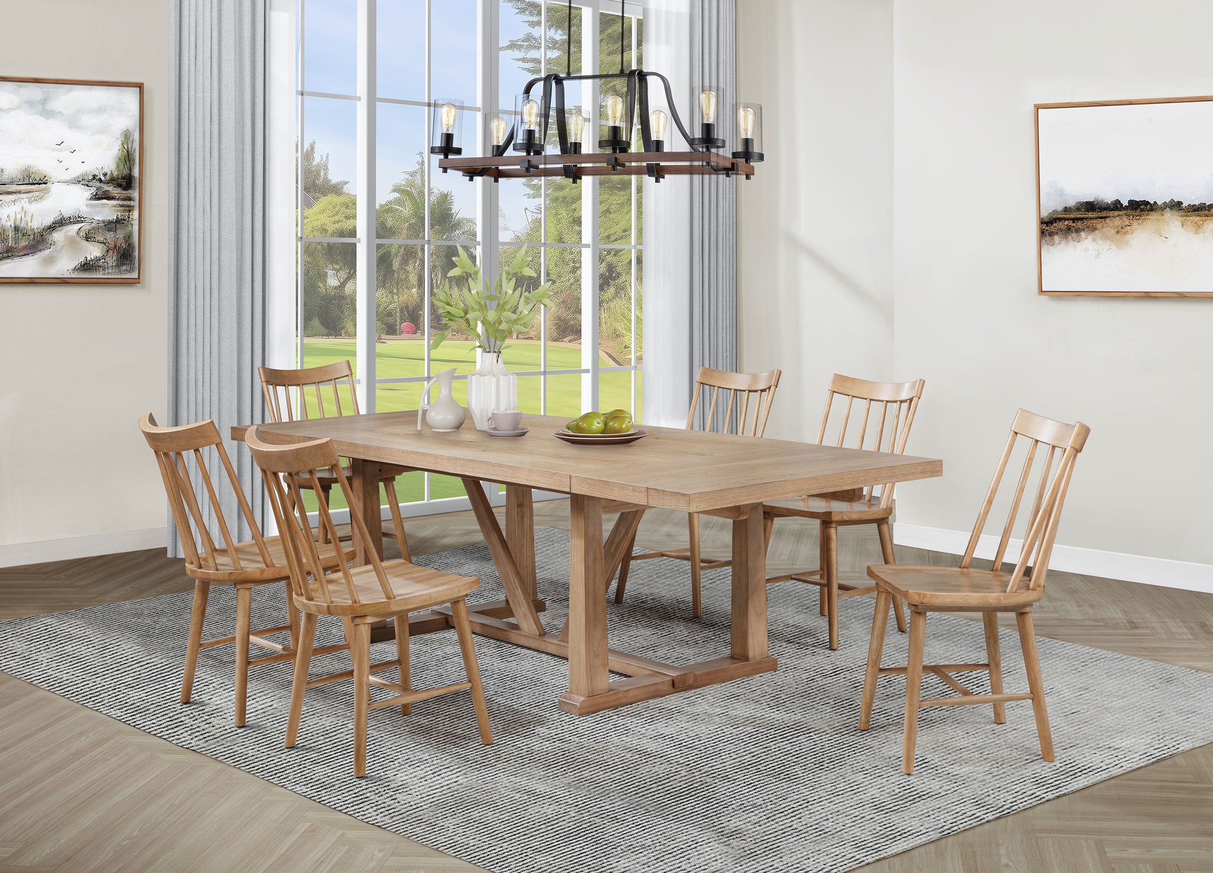 Middleton 7-piece Extension Leaf Dining Set Natural Brown — view 1