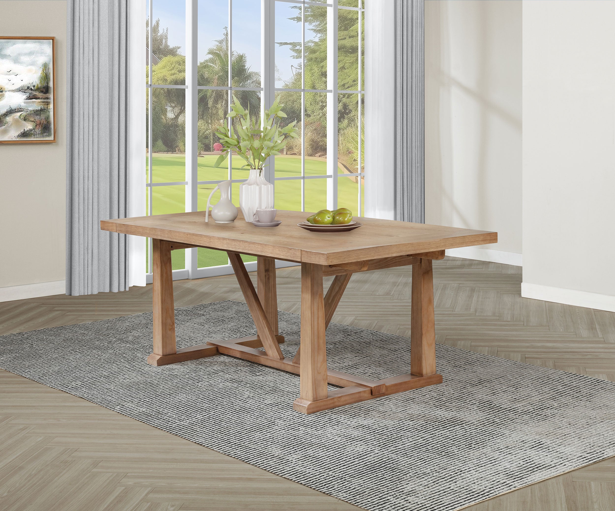 Middleton 106-inch Extension Leaf Dining Table Natural Brown — view 3