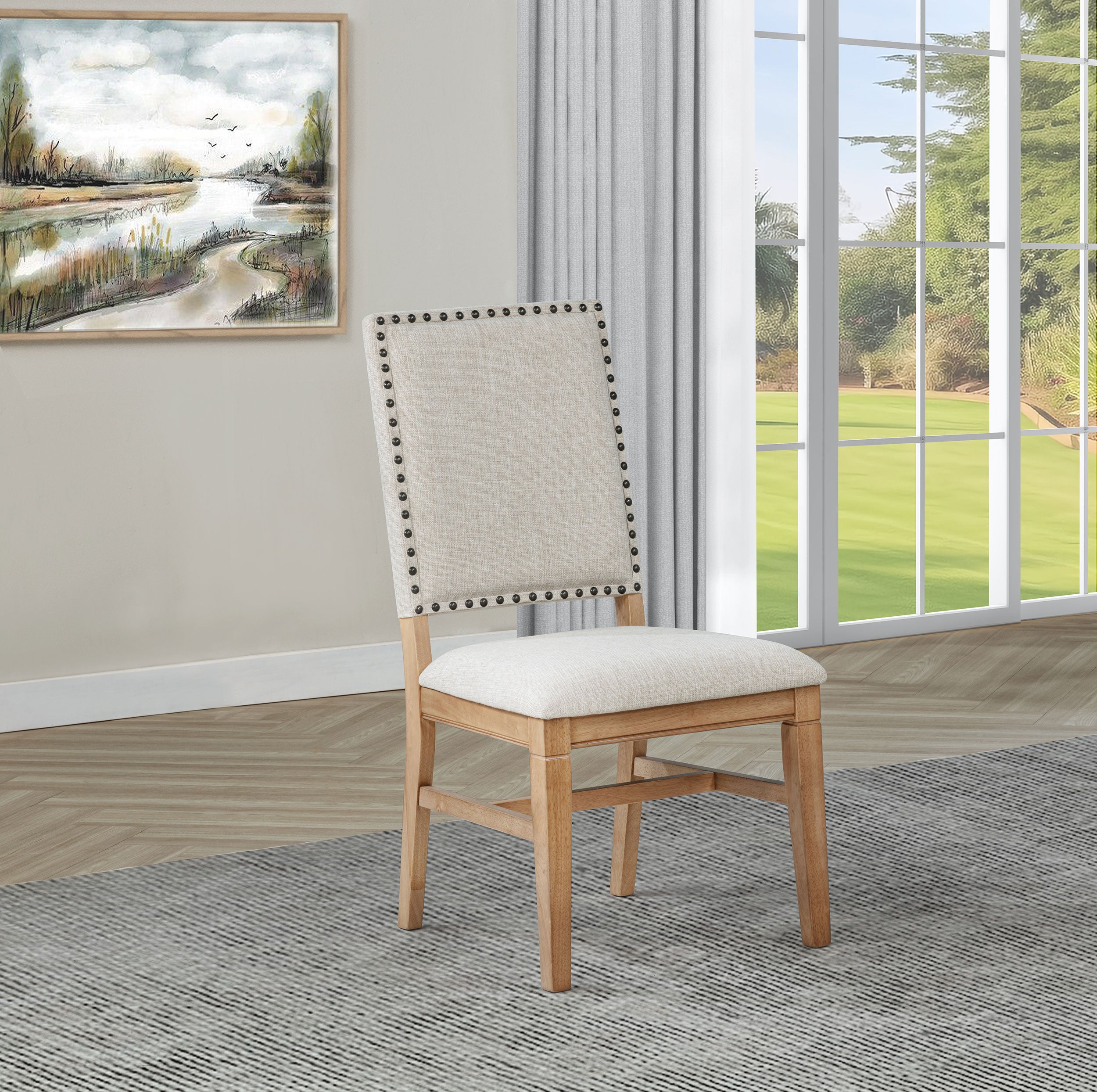 Middleton Upholstered Dining Side Chair Beige (Set of 2) — view 2