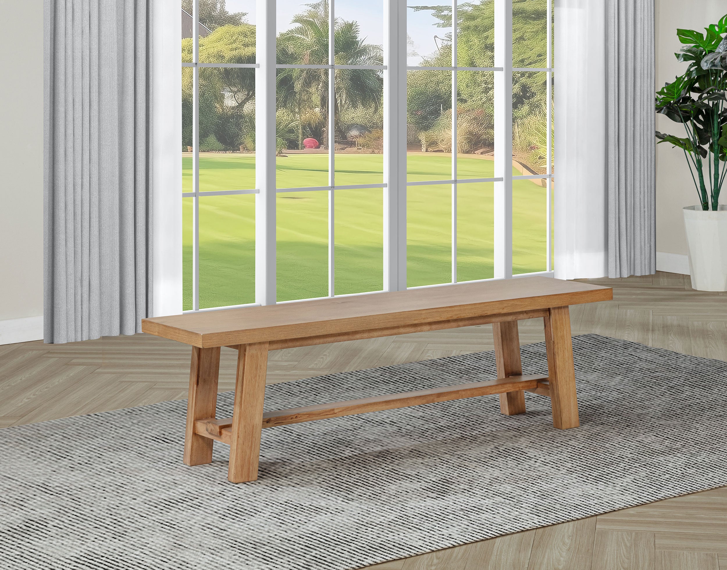 Middleton 60-inch Wood Backless Dining Bench Natural Brown — view 2