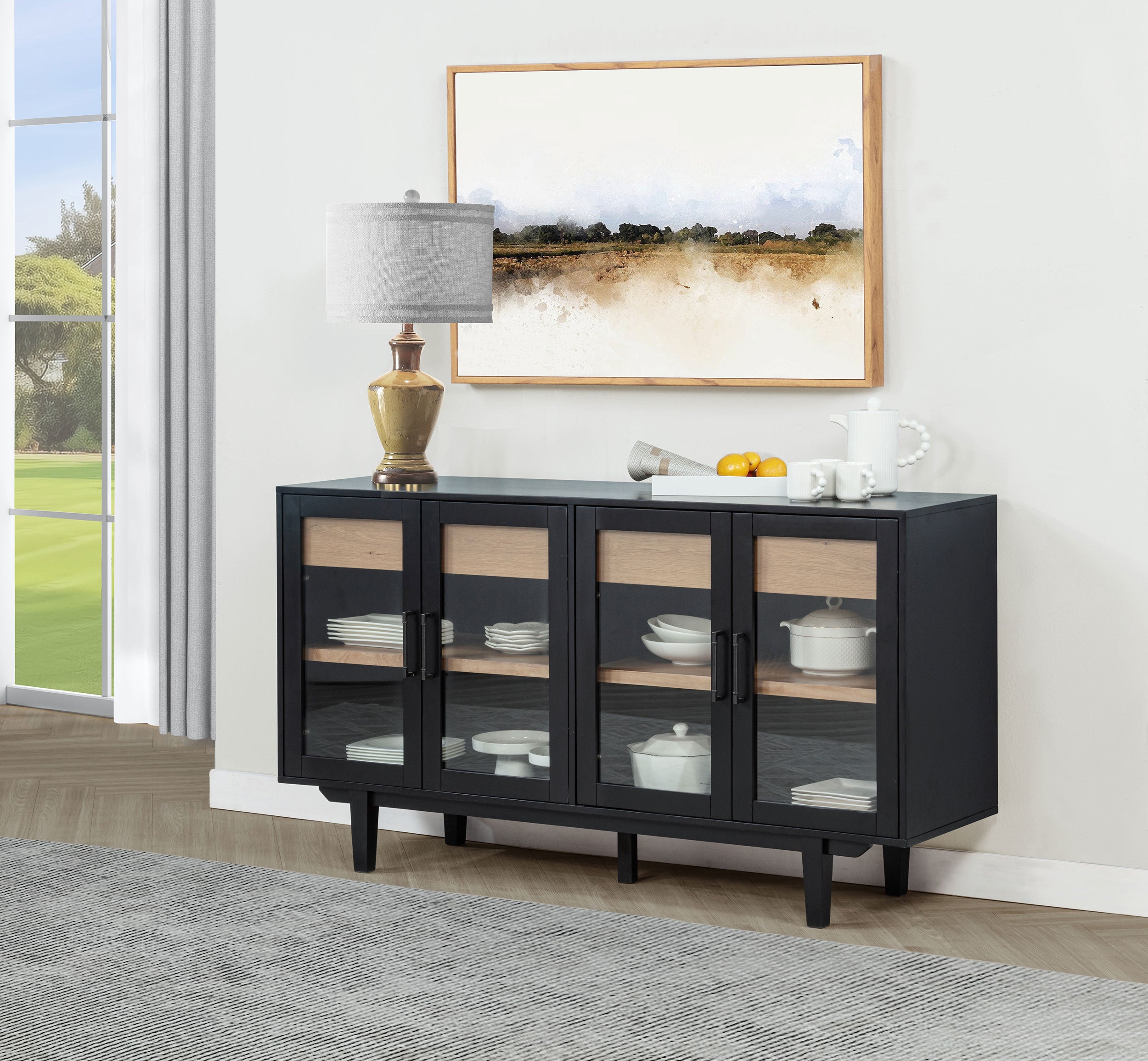 Middleton 4-door Sideboard Server with Dual Drawers Black — view 2