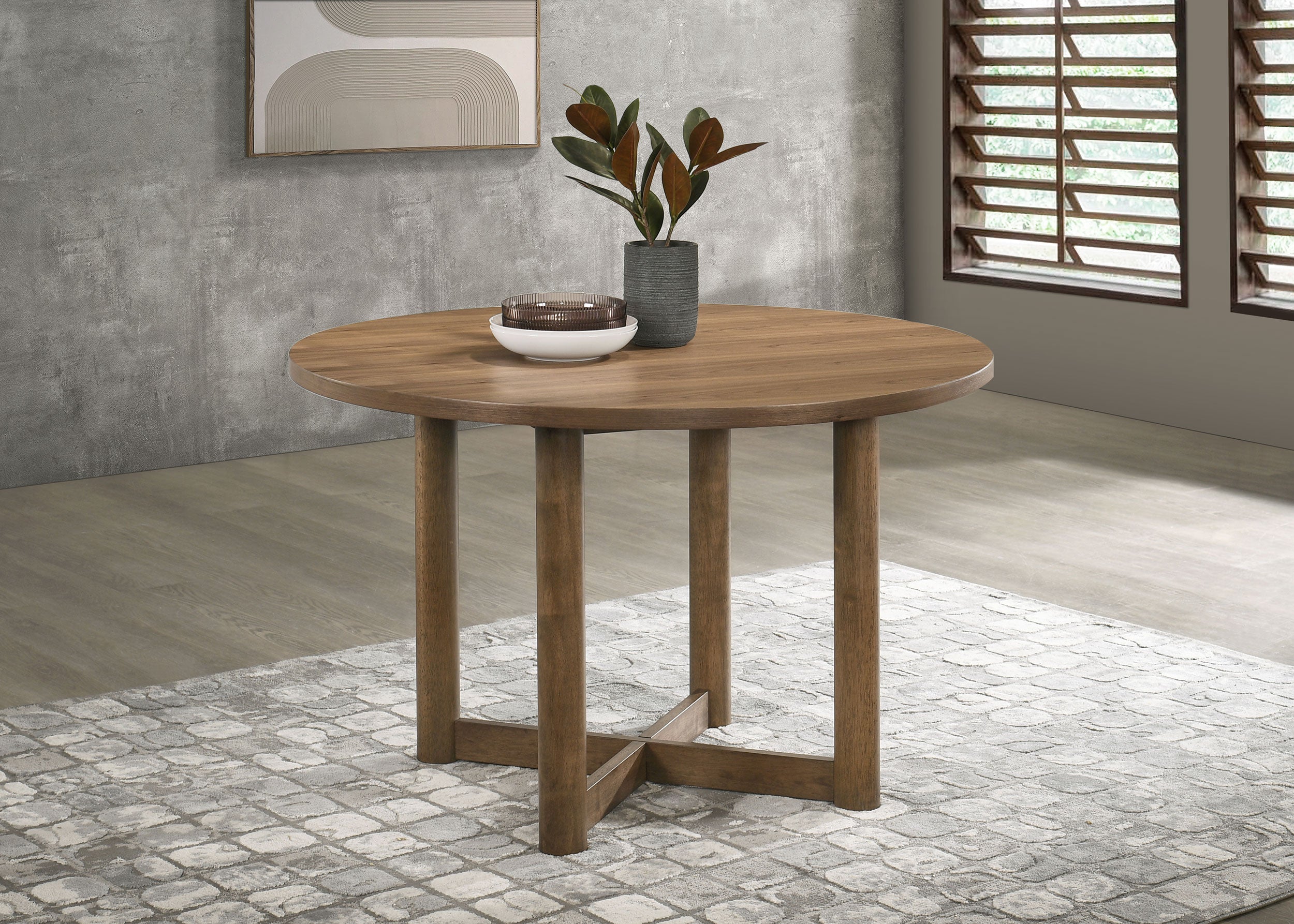 Crestmore 46-inch Round Wood Dining Table Walnut — view 2