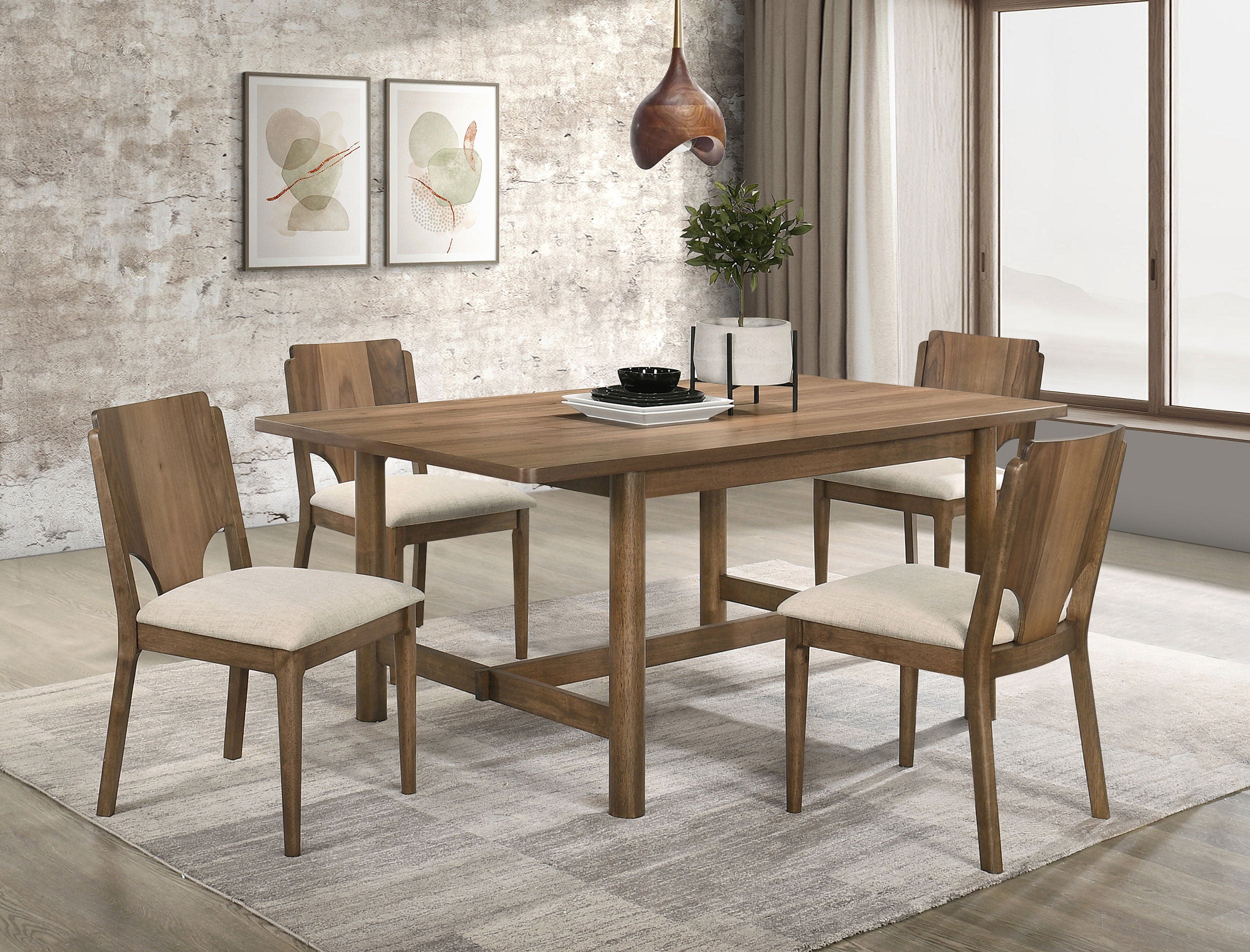 Crestmore 5-piece Rectangular Dining Table Set Walnut — view 1