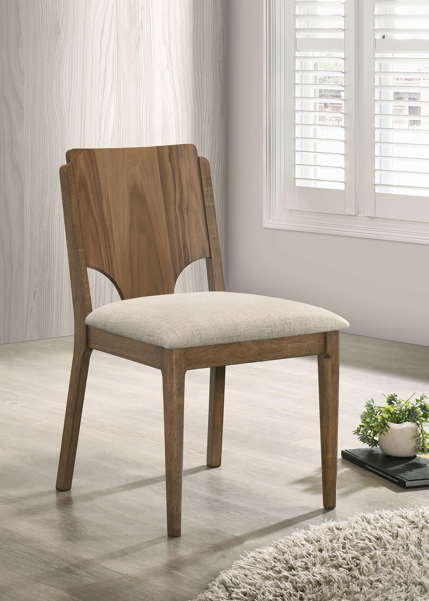 Crestmore Dining Chair Upholstered Seat Walnut (Set of 2) — view 2