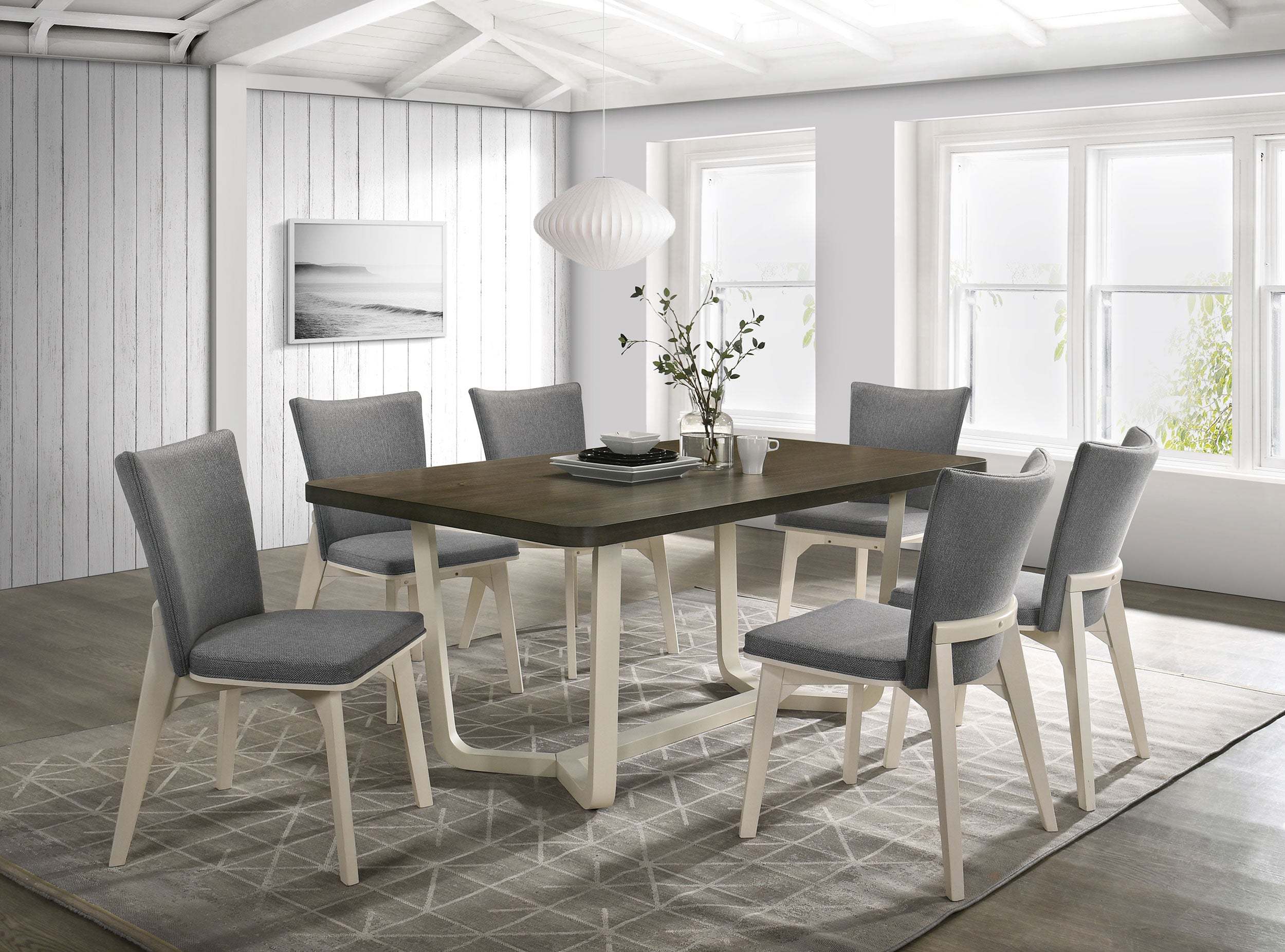 Biloxi 7-piece 71-inch Rectangular Dining Set Greyish Brown — view 1