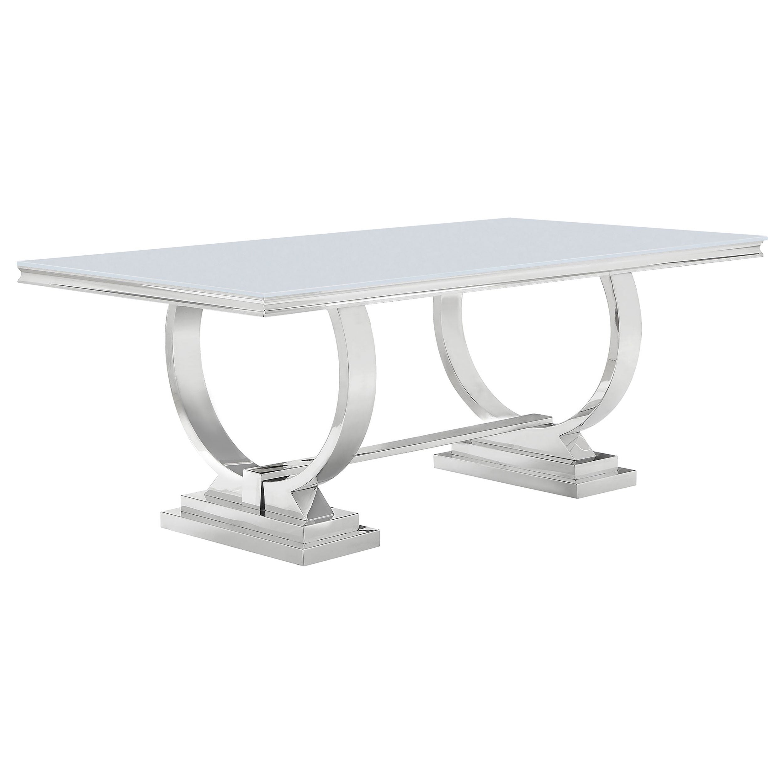 Antoine Rectangular 95-inch Glass Top Dining Table White — view 1