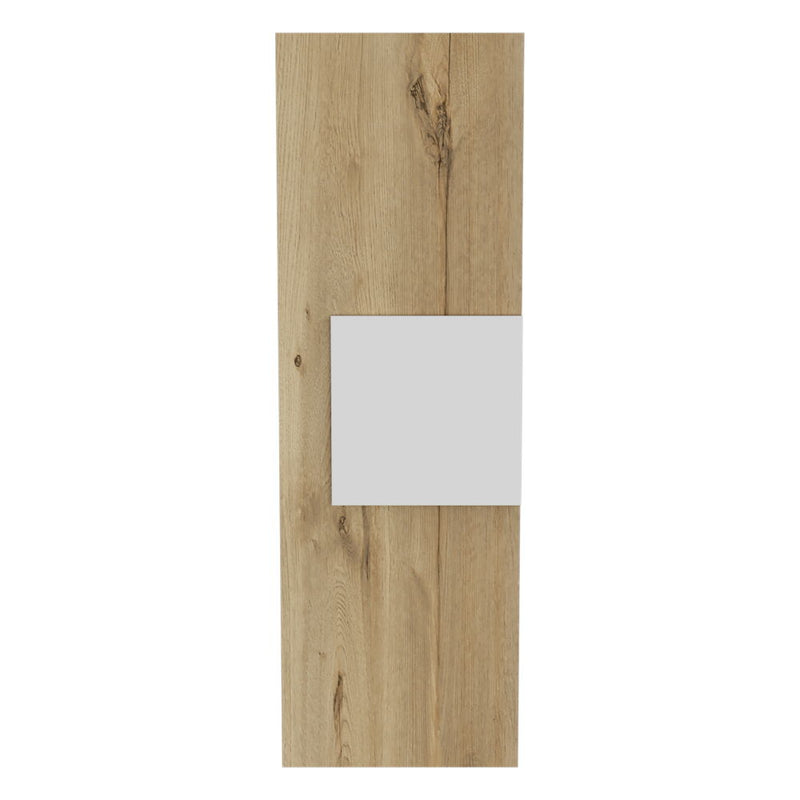 Medicine Single Door Cabinet, Three Shelves - Light Oak / White