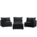 L Shaped Modular Sectional Sofa With Movable Ottoman, 3 Seater Comfortable Seating