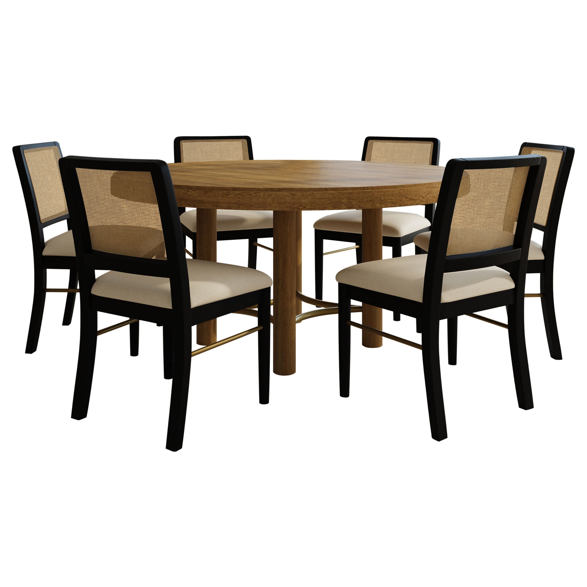 Arini 7-piece Round Dining Table Set Sand Wash and Black — view 2
