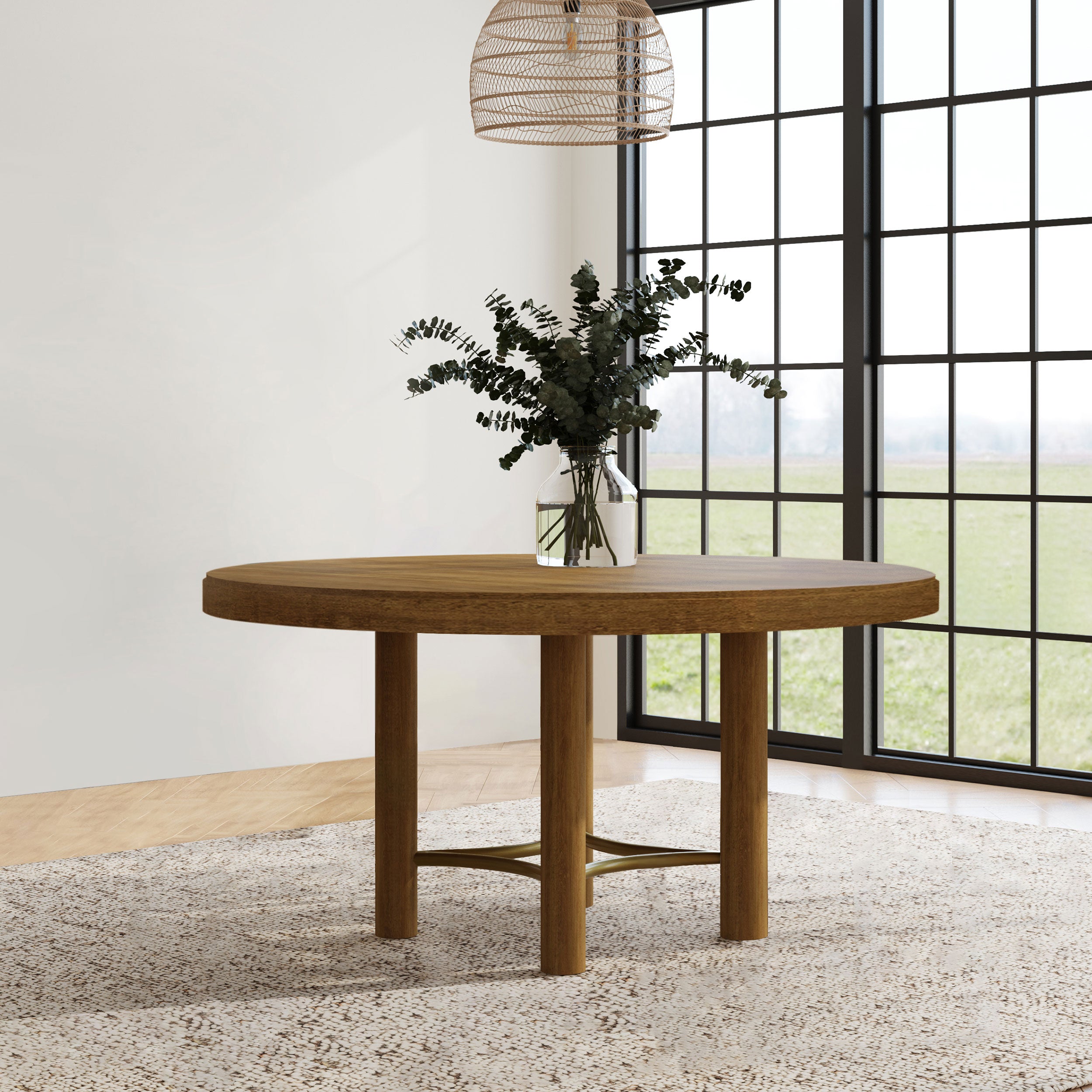 Arini 60-inch Round Wood Dining Room Table Sand Wash — view 2