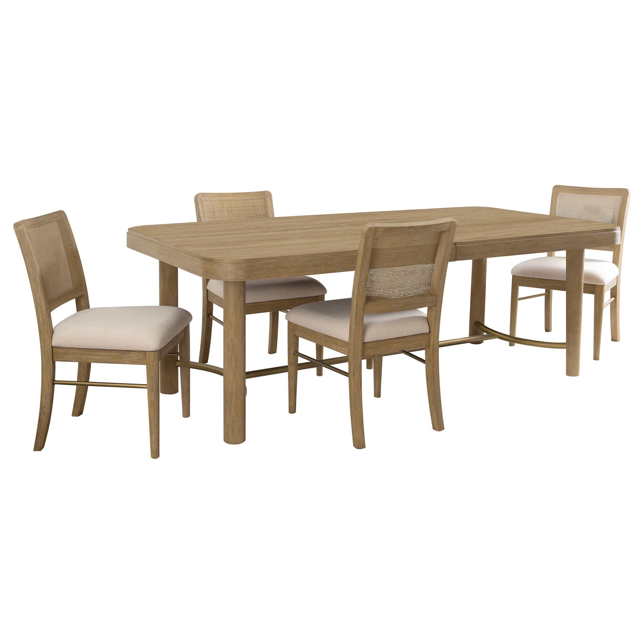 Arini 5-piece Extension Leaf Dining Table Set Sand Wash — view 2