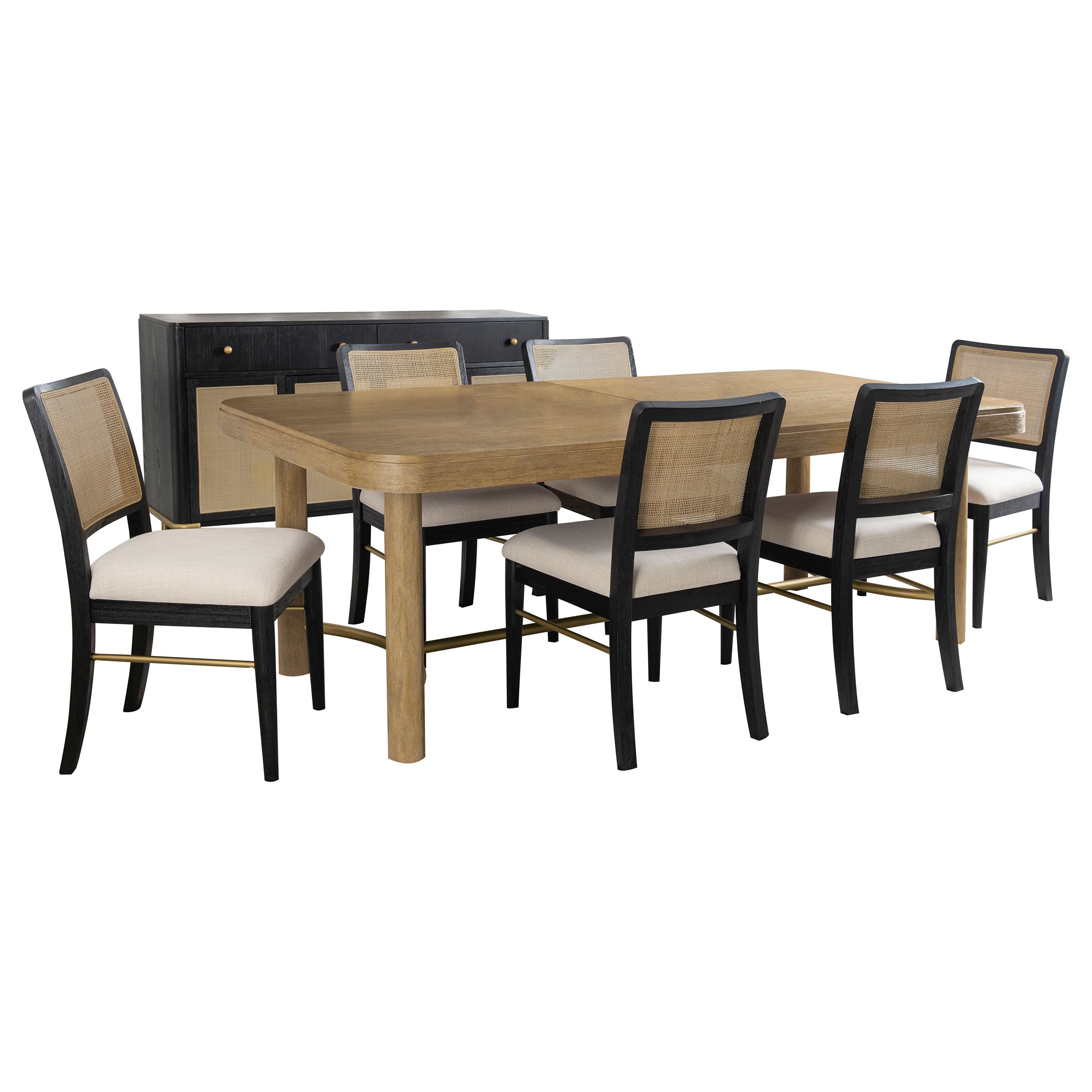 Arini 7-piece Extension Leaf Dining Table Set Sand Wash and Black — view 2