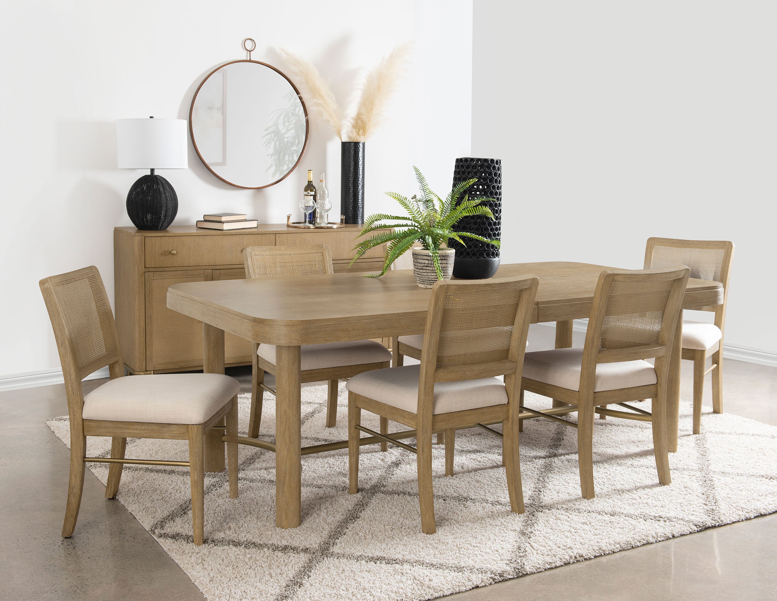 Arini 7-piece Extension Leaf Dining Table Set Sand Wash — view 1