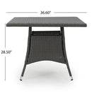 Outdoor Rattan Square Dining Table With 4 Legs - Gray