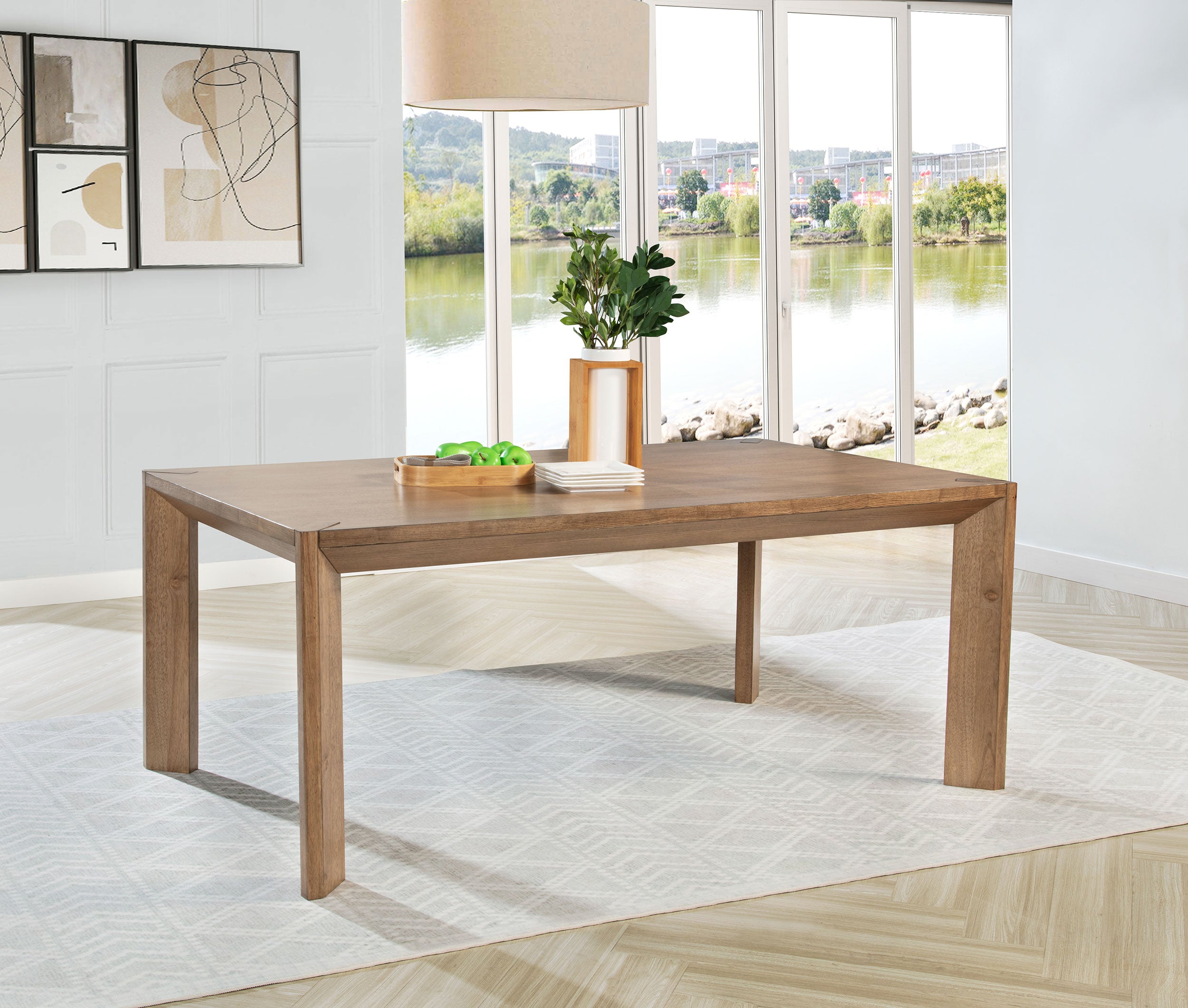 Bruner 72-inch Rectangular Wood Dining Table Natural Brown — view 2